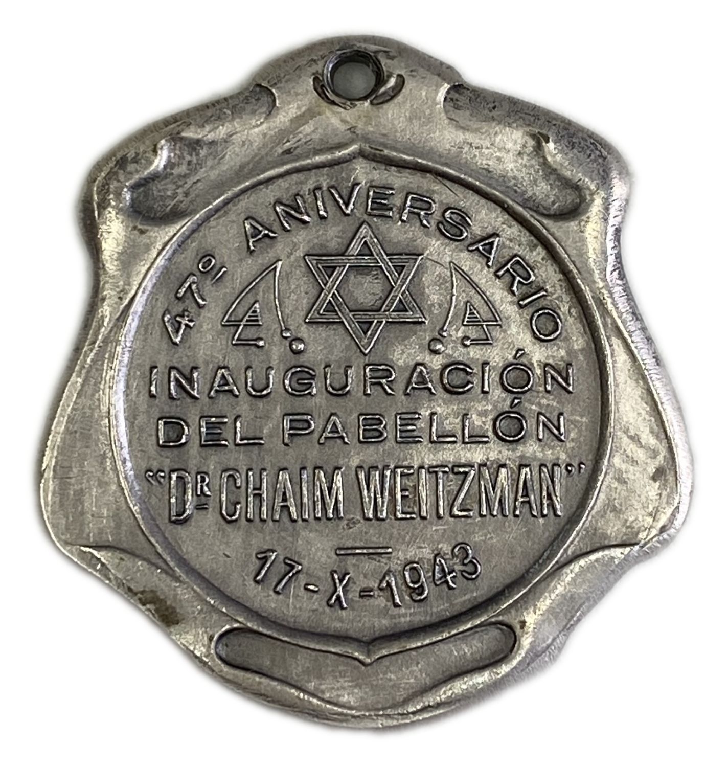 Judaica / Zionism - Argentina - Donation medallion of the Bikur Holim hospital in Argentina, Buenos Aires 1943 - 1 1
