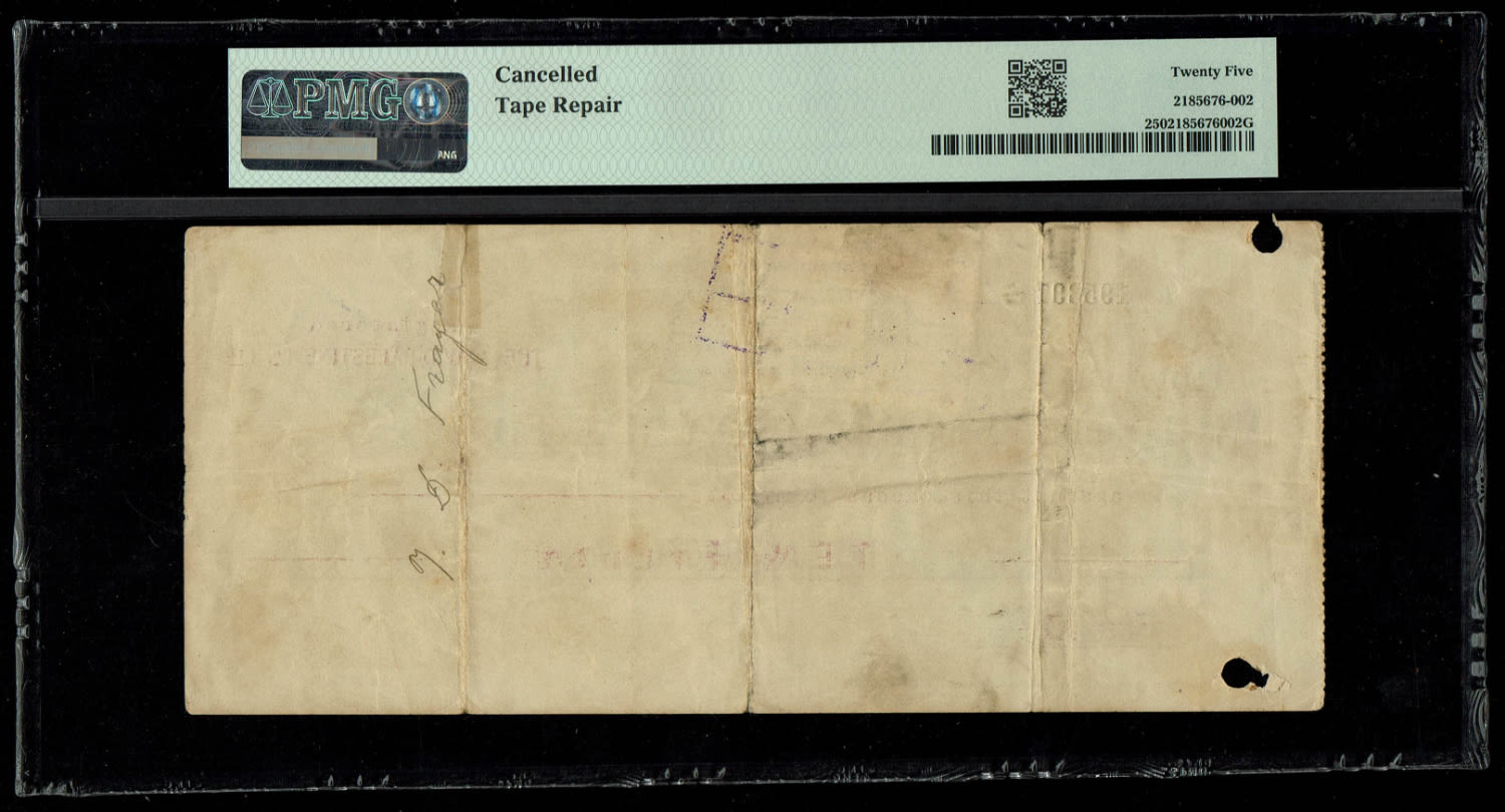 Palestine - Cash Check, 10 Francs 1914 - First Series, Type 1 - PMG 25 - Rare - 1 1