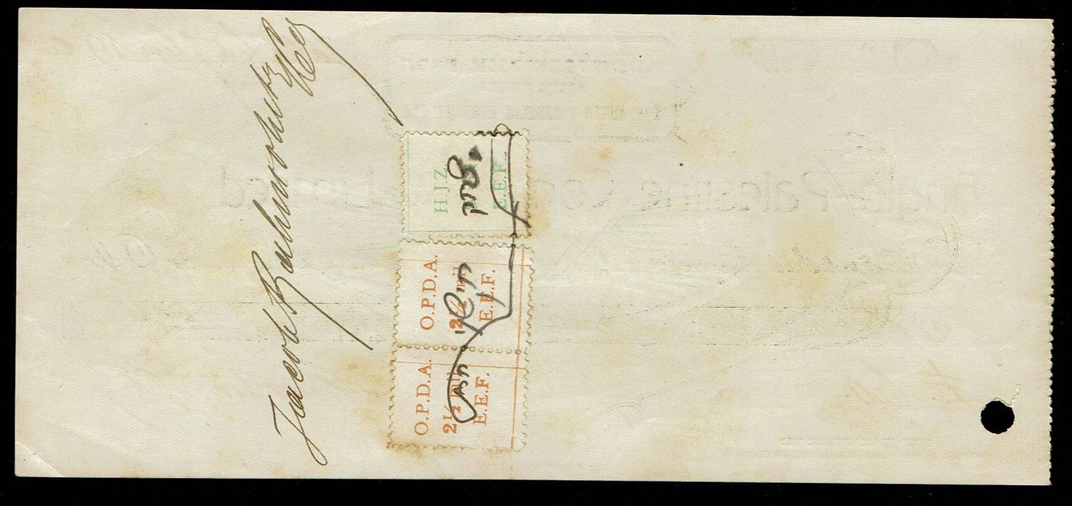 Palestine - A group of 5 uncommon checks, some of them very rare + a receipt from the municipality of Tel Aviv at ... - 1 4