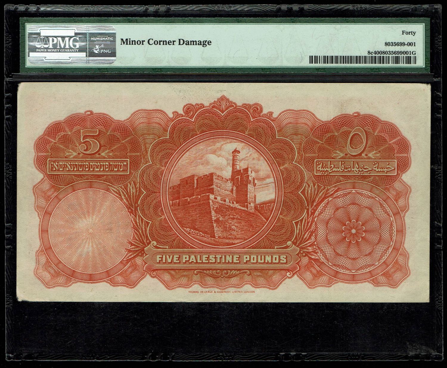 Palestine - 5 pounds 1939 - PMG 40 - Prefix C - 1 1