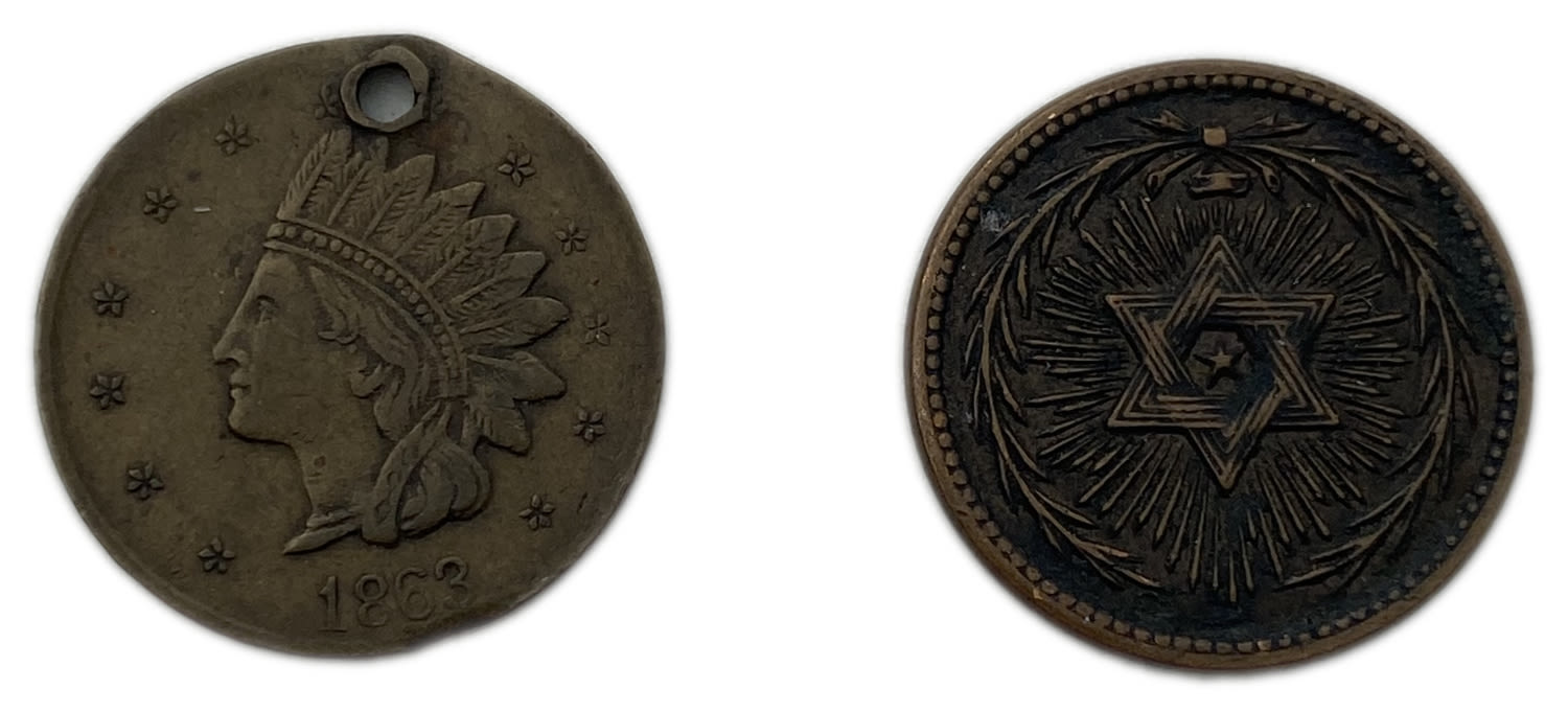 Judaica / Zionism - USA, 2 store tokens that Jews used to buy kosher food during the Civil War in the United States ... - 1 1