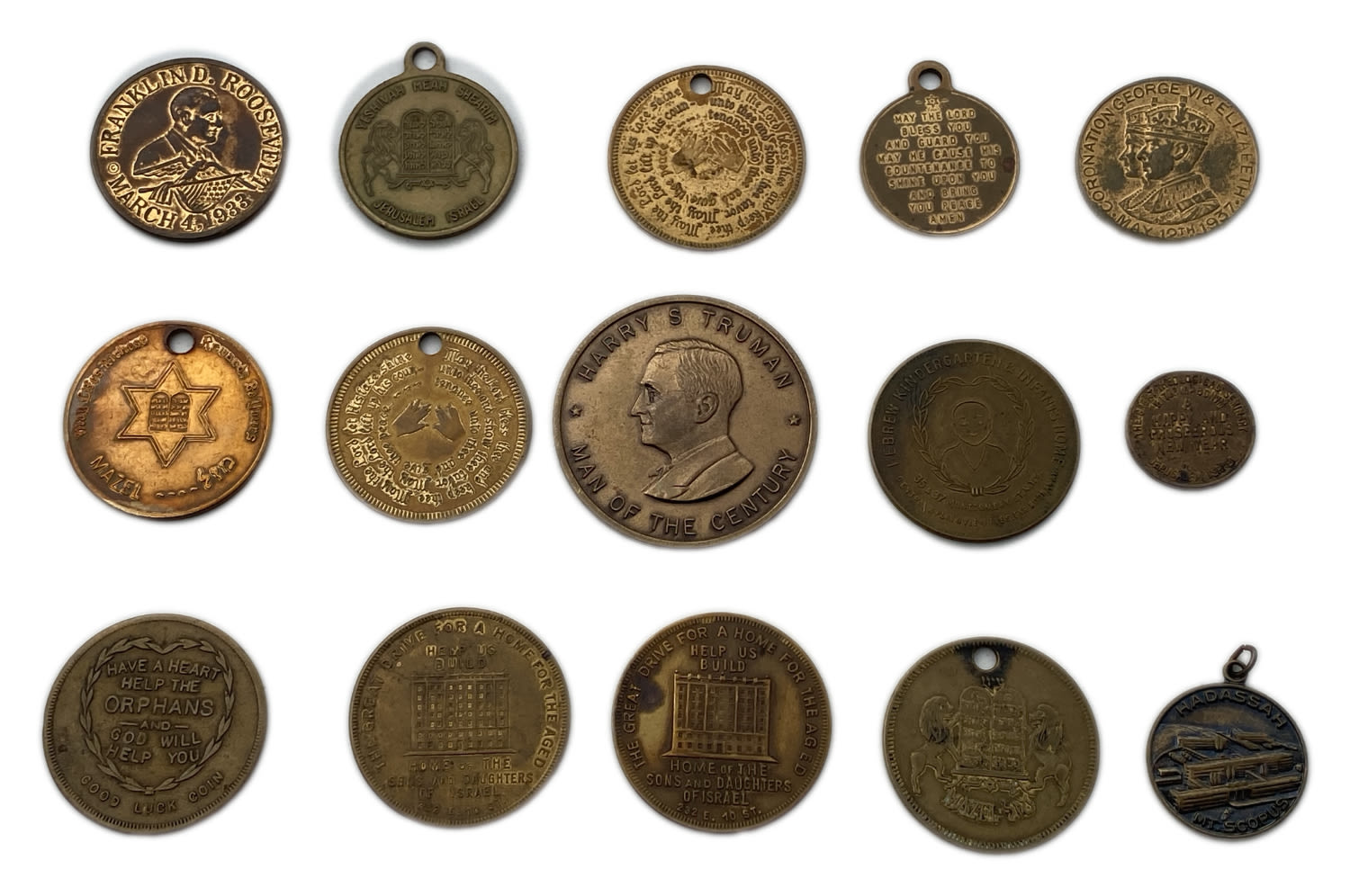 Judaica / Zionism - a collection of 15 Jewish tokens and medals from the 1940s-1960s, most of them from the USA - 1 0