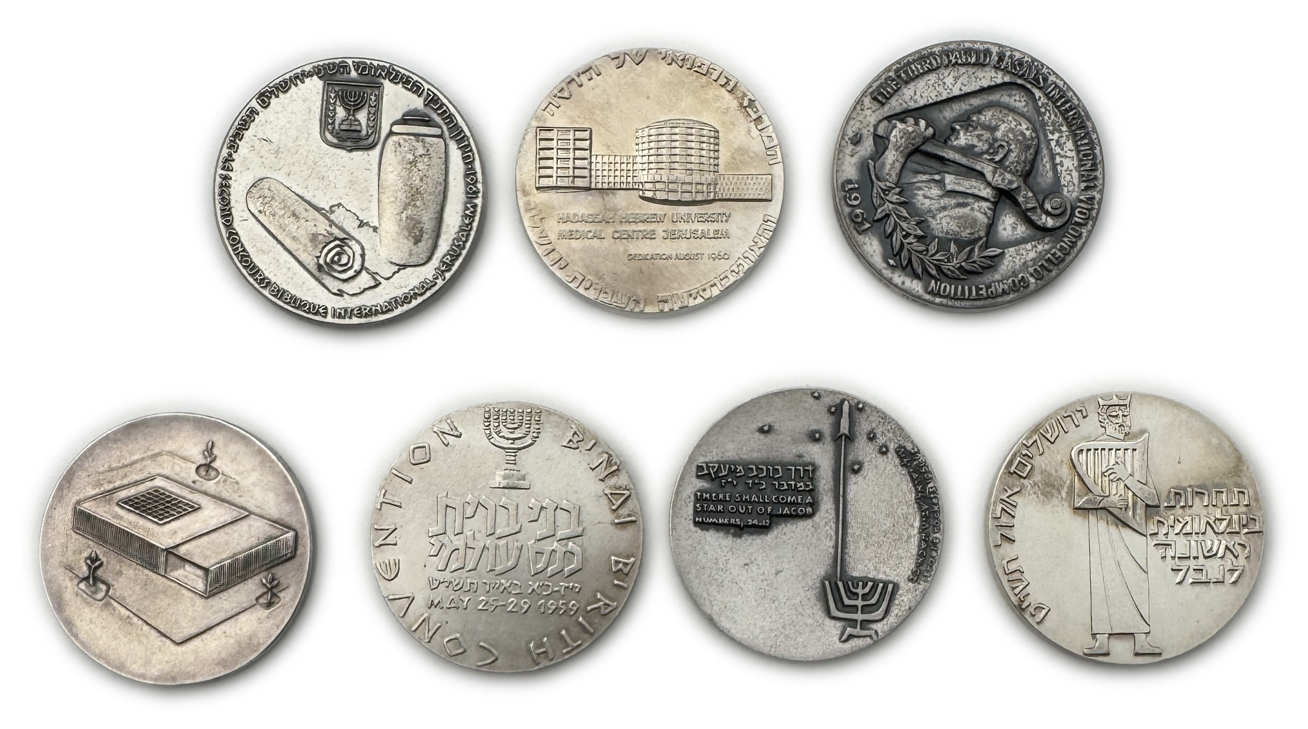 Israel - Lot of 7 silver medals, silver 935, weight about 30g per medal (210g total), 35mm - 1 0