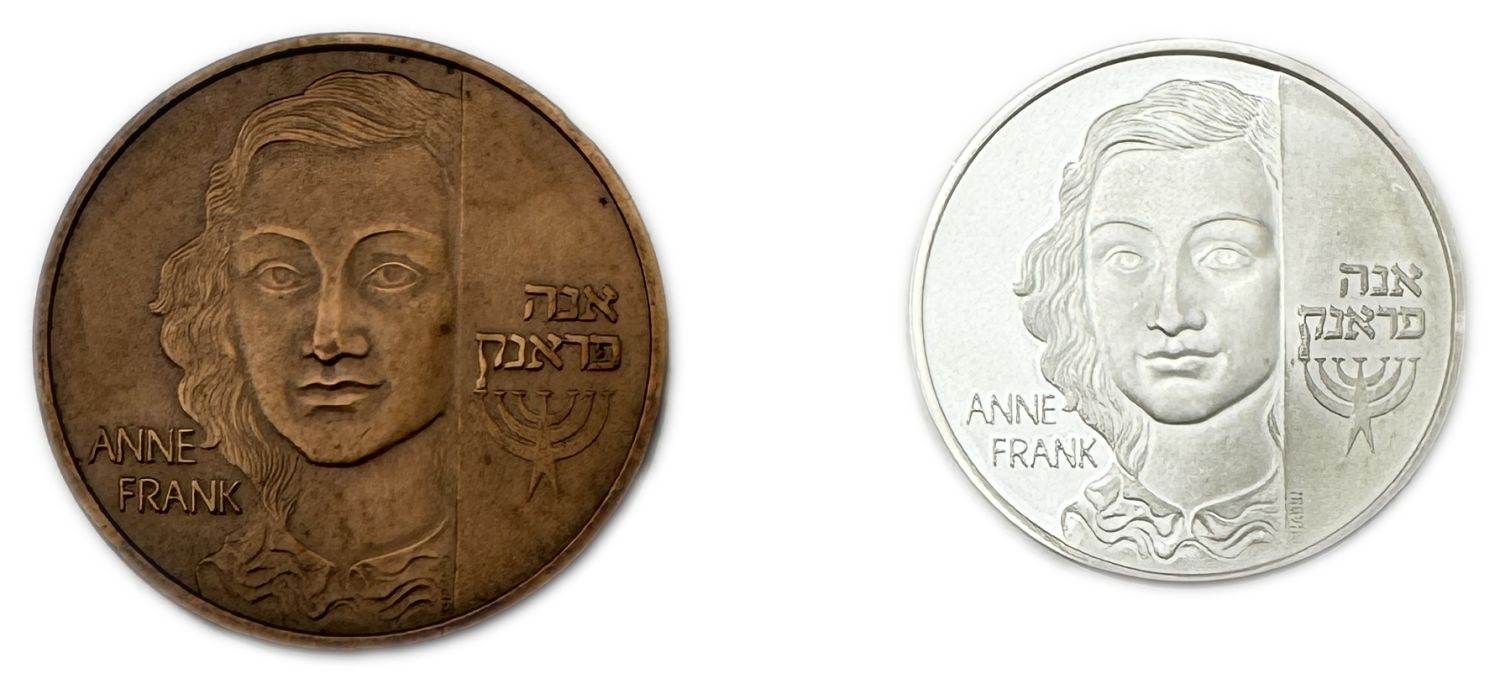 Israel - pair of Anne Frank medals - silver 925, 12g, 27mm, bronze, 17g, 30mm - 1 0