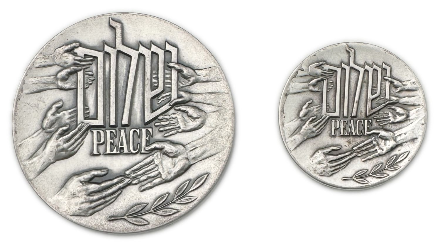 Israel - A pair of medals, "Shalom", "Ask for peace in Jerusalem" - Silver 59, 35mm, 82g, 27g - 1 0
