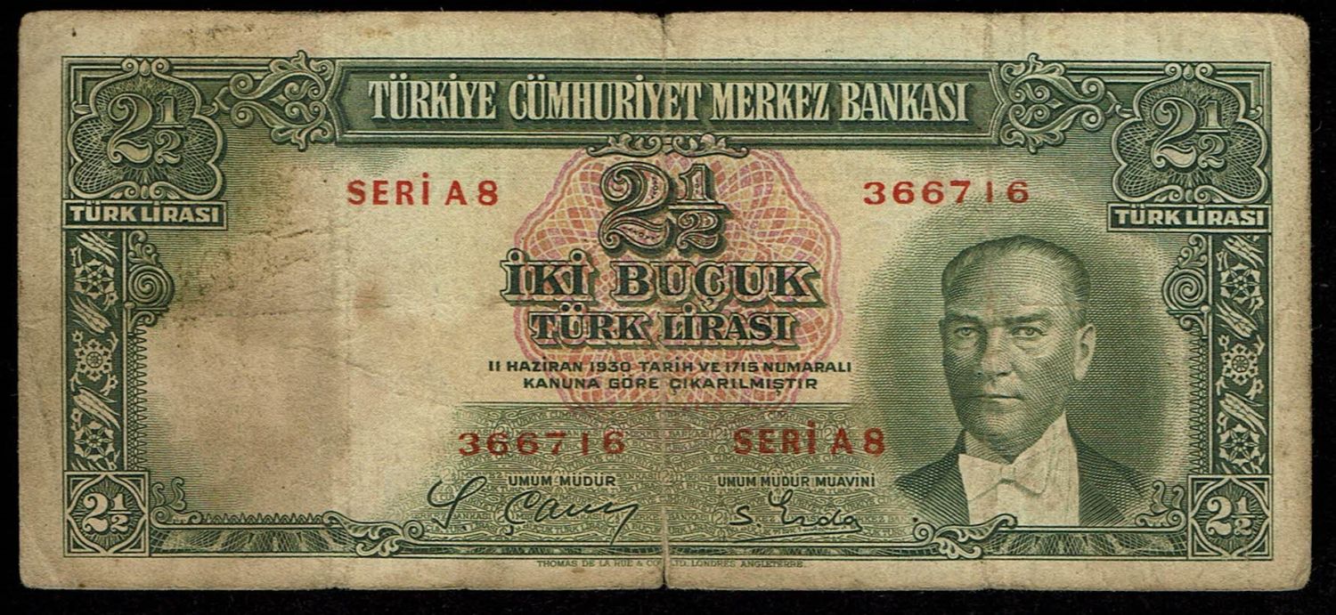 Turkey / Ottoman Empire - 2 and 1/2 (2.5) Lira 1939-1952 - F-VF - 1 0