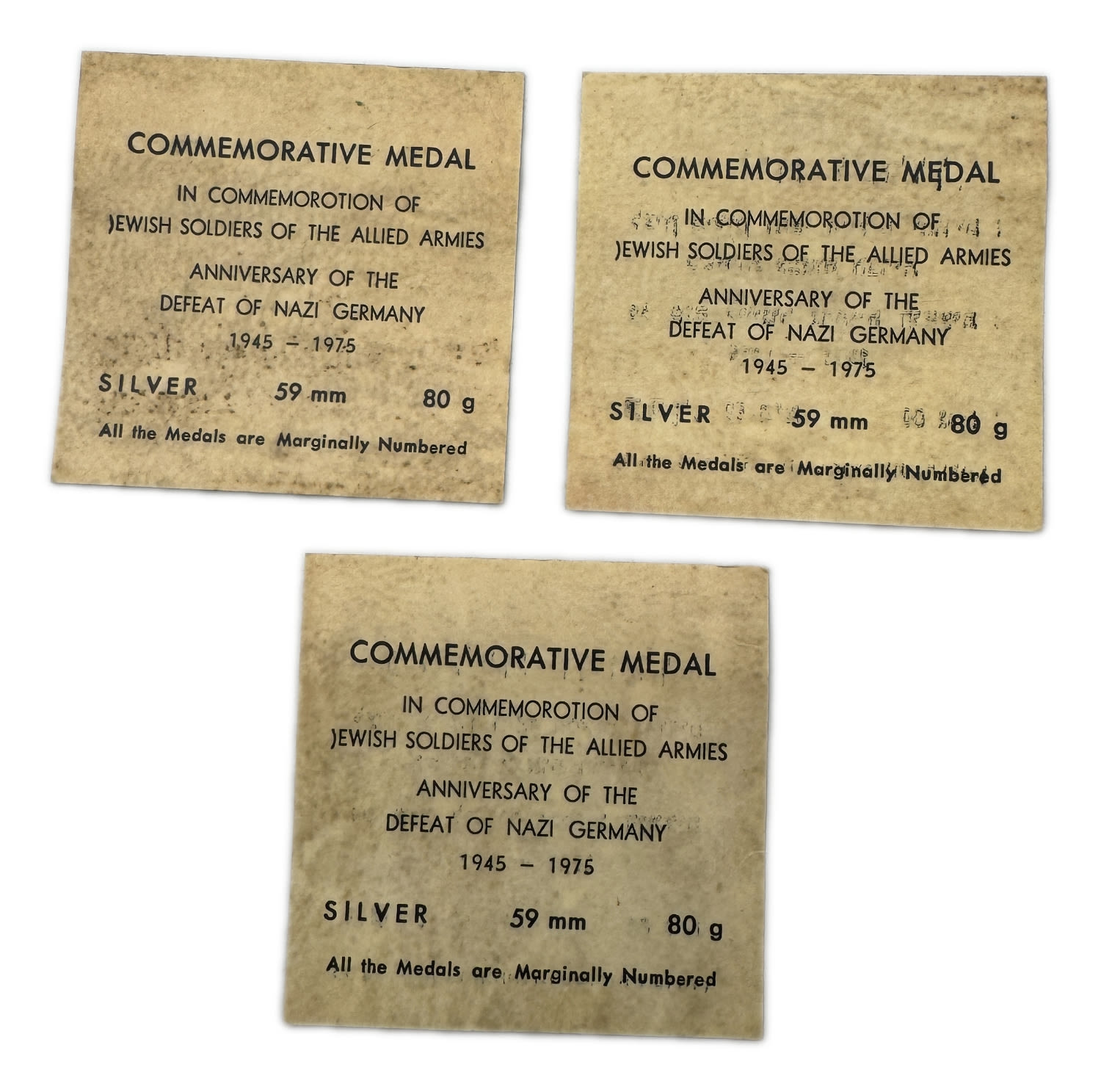 Israel - Lot of 3 medals, 1,500,000 Jewish soldiers in the ranks of the allied armies, 30 years of the eradication ... - 1 3