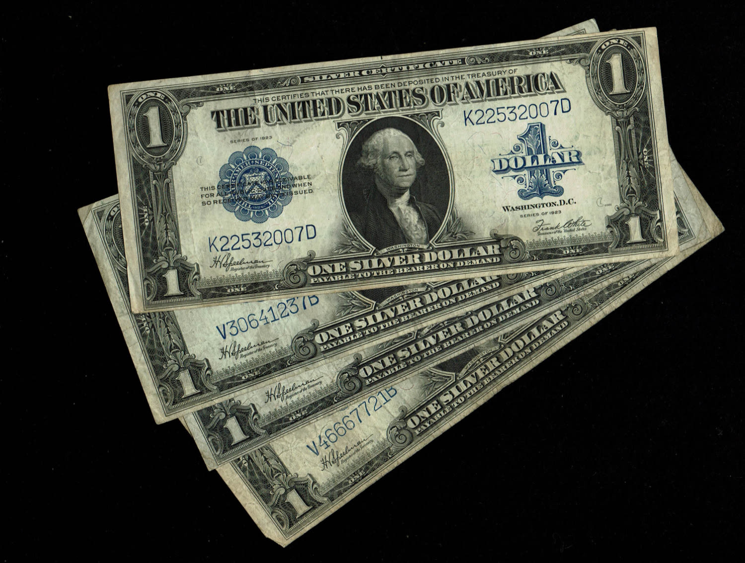 USA - Lot of 4 banknotes of 1 Dollar 1923 - F-VF - 1 0