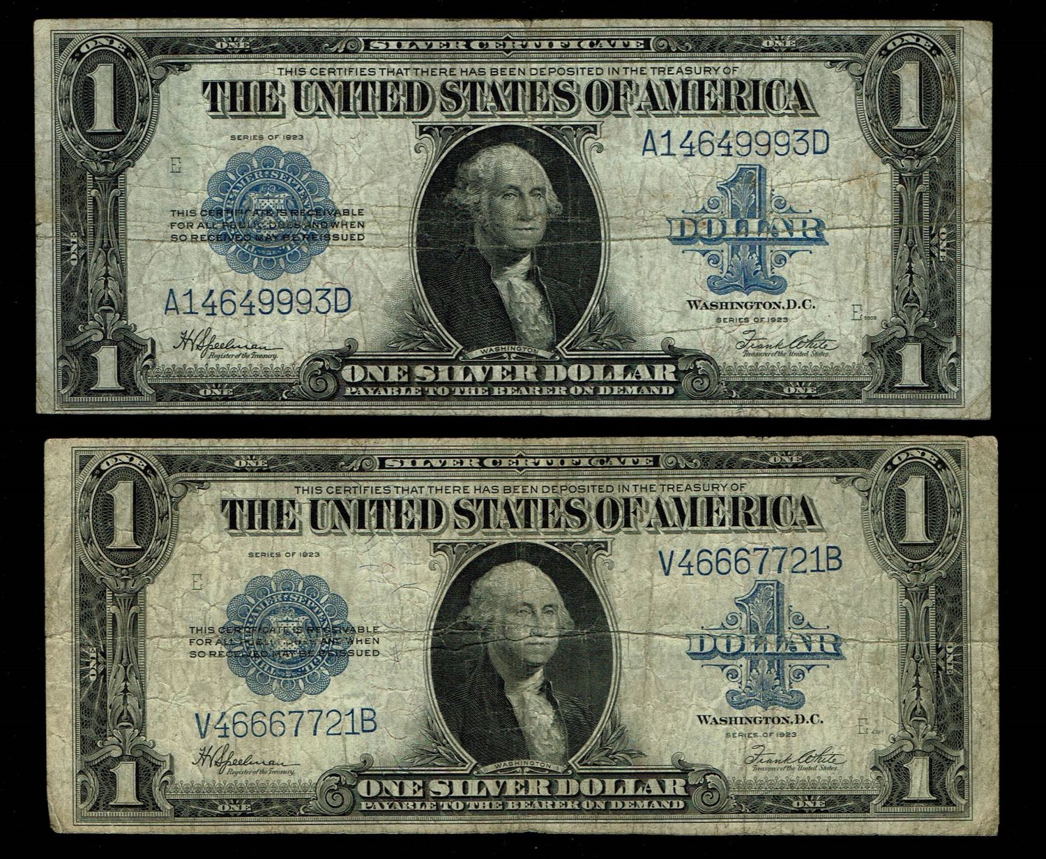 USA - Lot of 4 banknotes of 1 Dollar 1923 - F-VF - 1 1