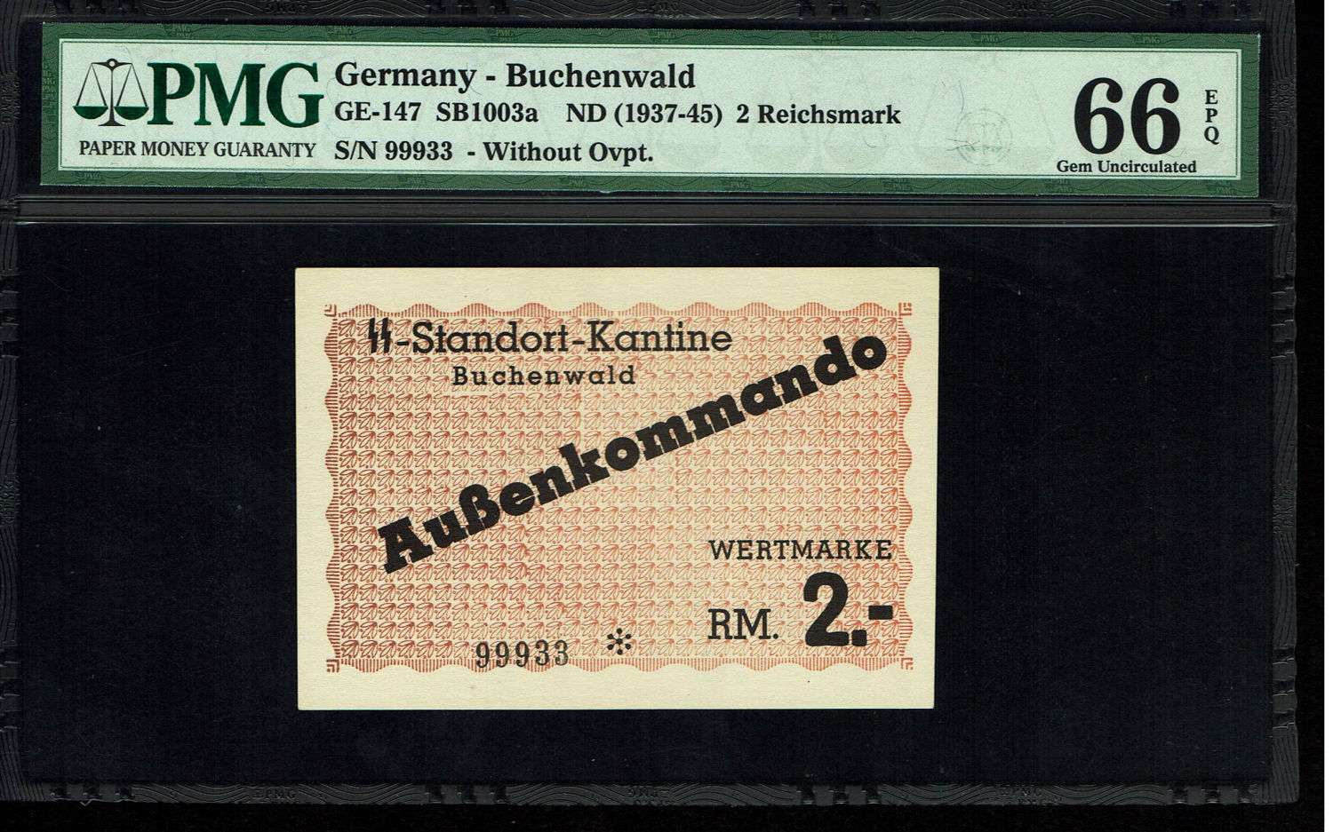 Holocaust concentration camps money - Germany - 2 mark 1937-1944 - Buchenwald camp - PMG 66 EPQ ... - 1 0