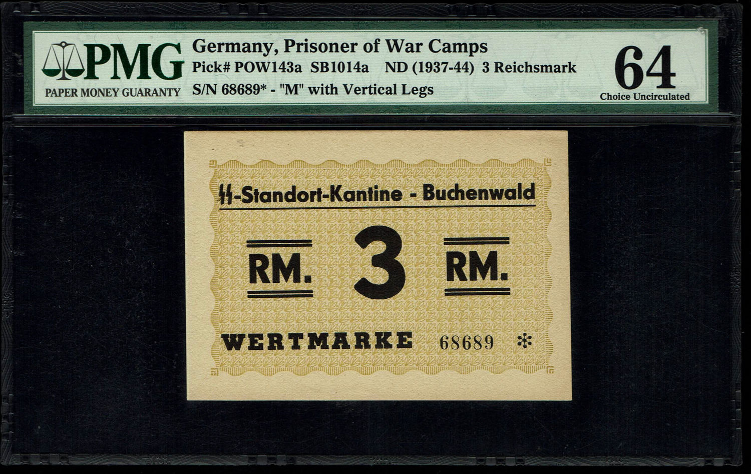 Holocaust concentration camps money - Germany - 3 mark 1937-1944 - Buchenwald camp - PMG 64 ... - 1 0