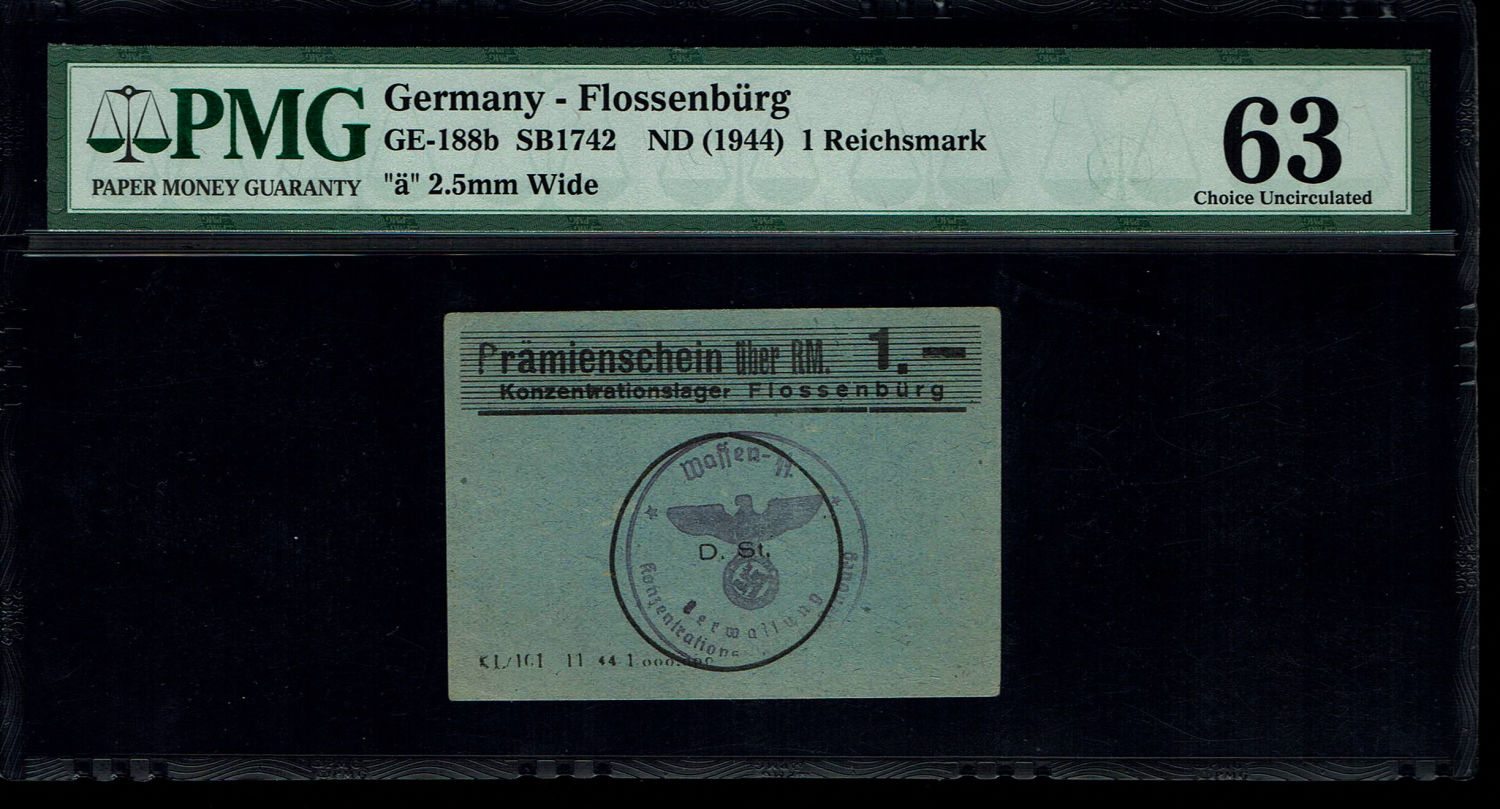 Holocaust concentration camps money - Germany - 1 mark 1944 - Flossenburg.
The Flossenbürg camp was ... - 1 0