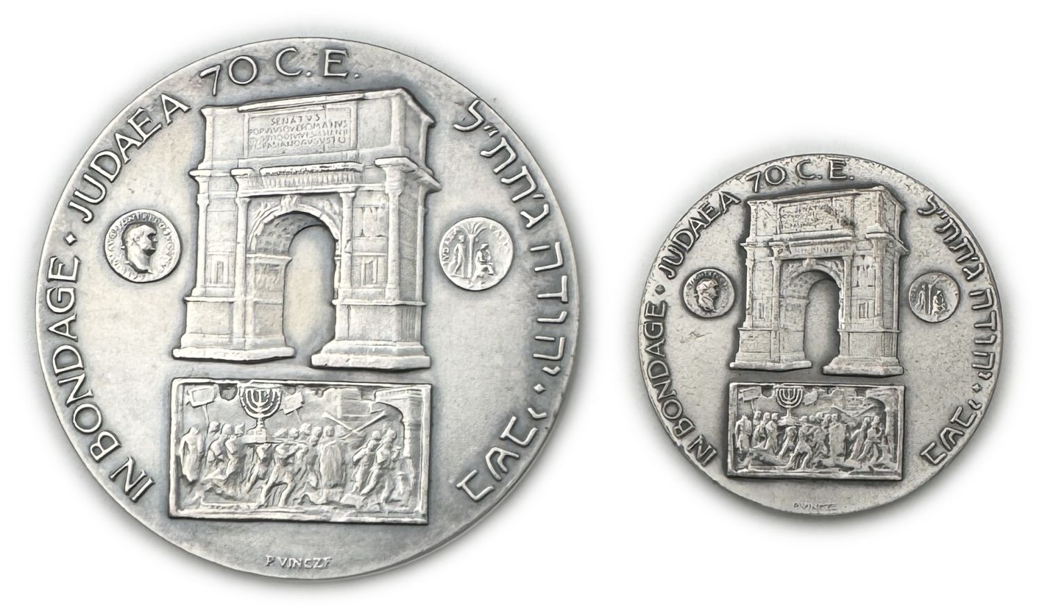Israel – 2 Silver Medal "In the Captivity of Judah – Bnei Horin" 1965 – Silver Fine, 99g, 35g(57mm, 38mm) - 1 0