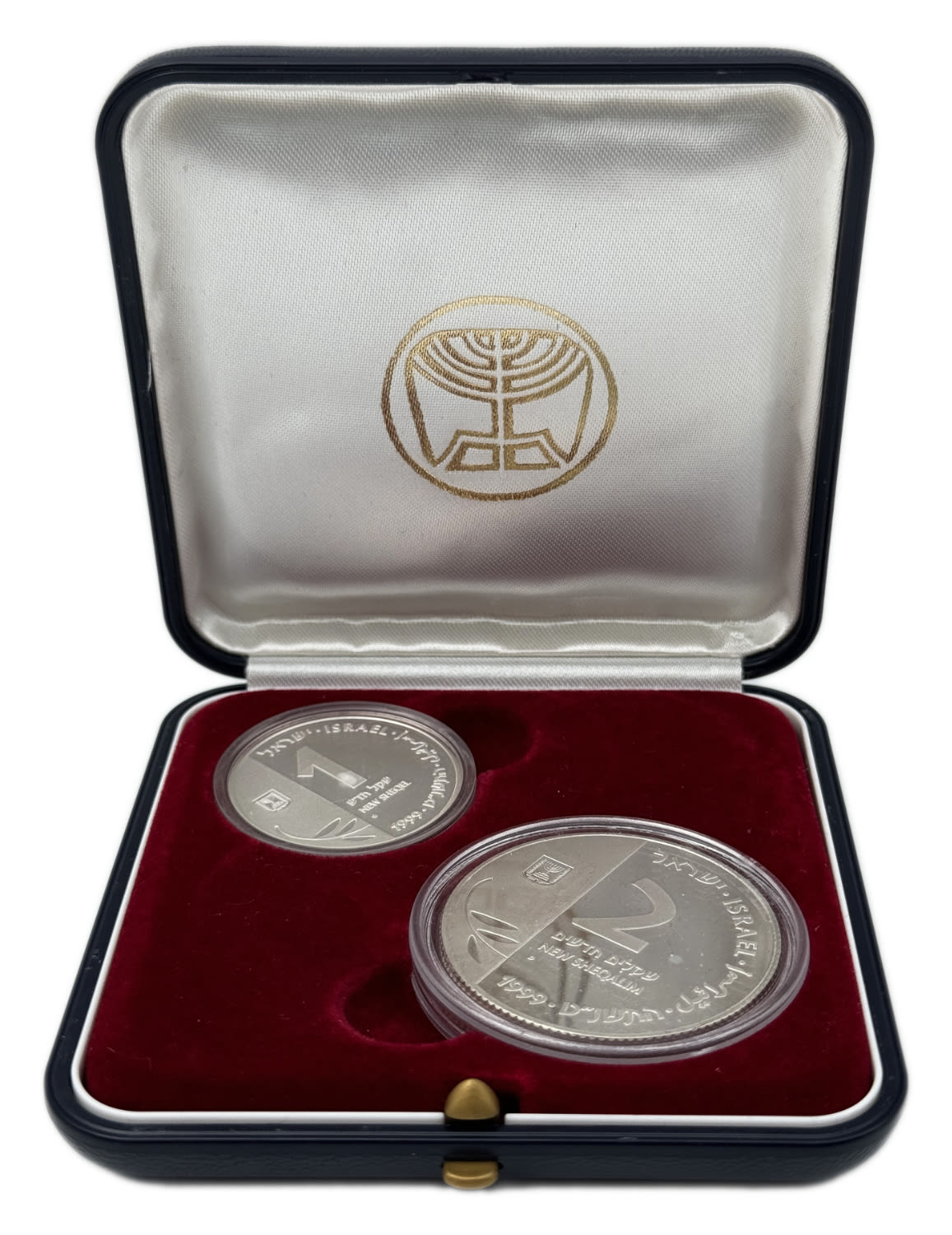 Israel - pair of coins 1, 2 shekels 1999 (2000), year of the millennium - silver 925, 14.4, 28.8G - 1 2