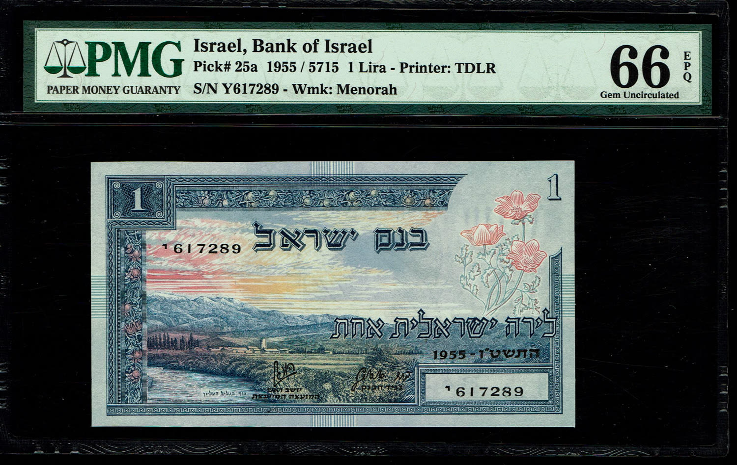 Israel - 1 Lira 1955 - PMG 66 EPQ - Prefix Y
In 1954, the Bank of Israel was founded and began ... - 1 0