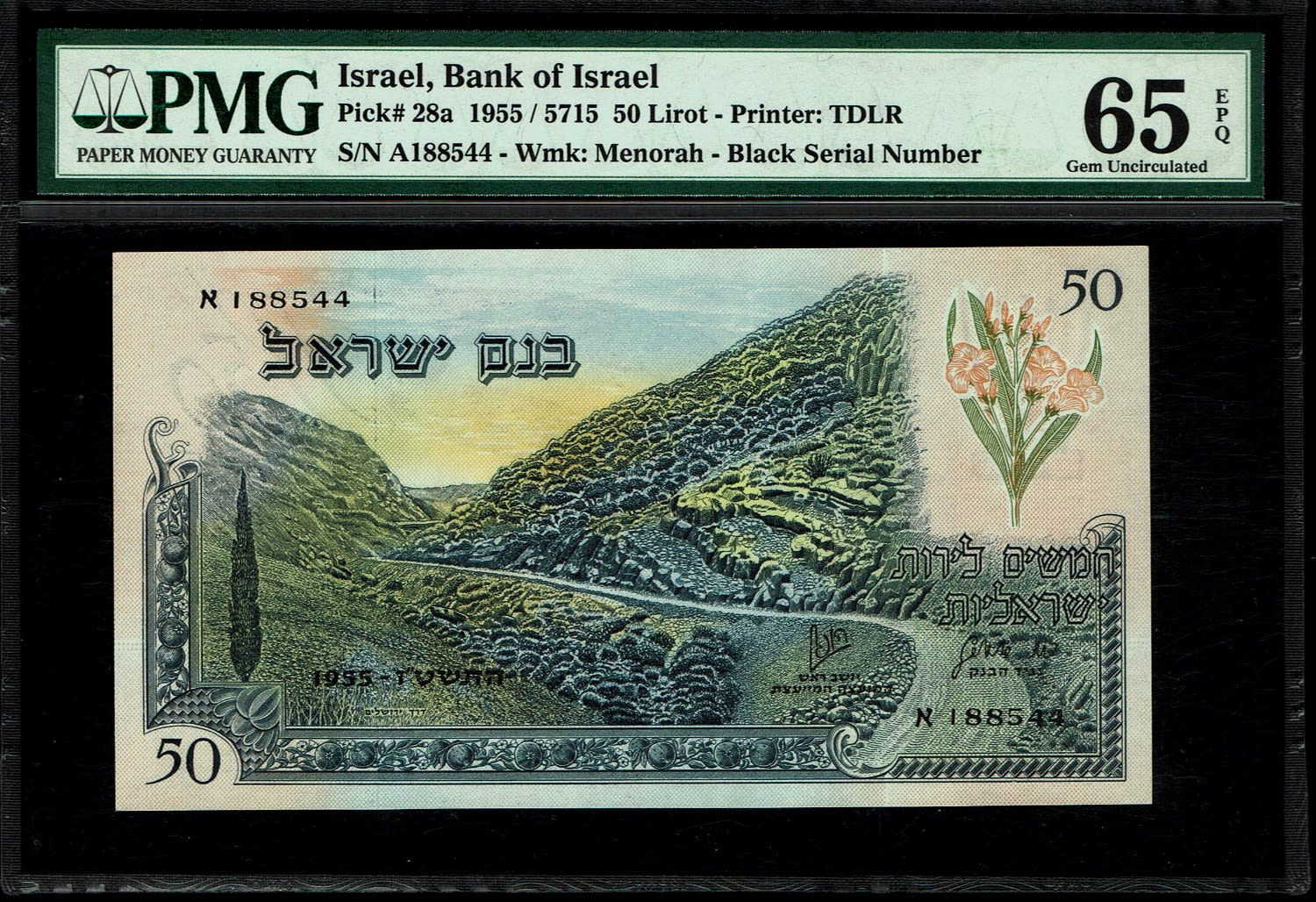 Israel - 50 Lirot 1955 - PMG 65 EPQ - Black Serial Number - Prefix A
The previous item contains ... - 1 0