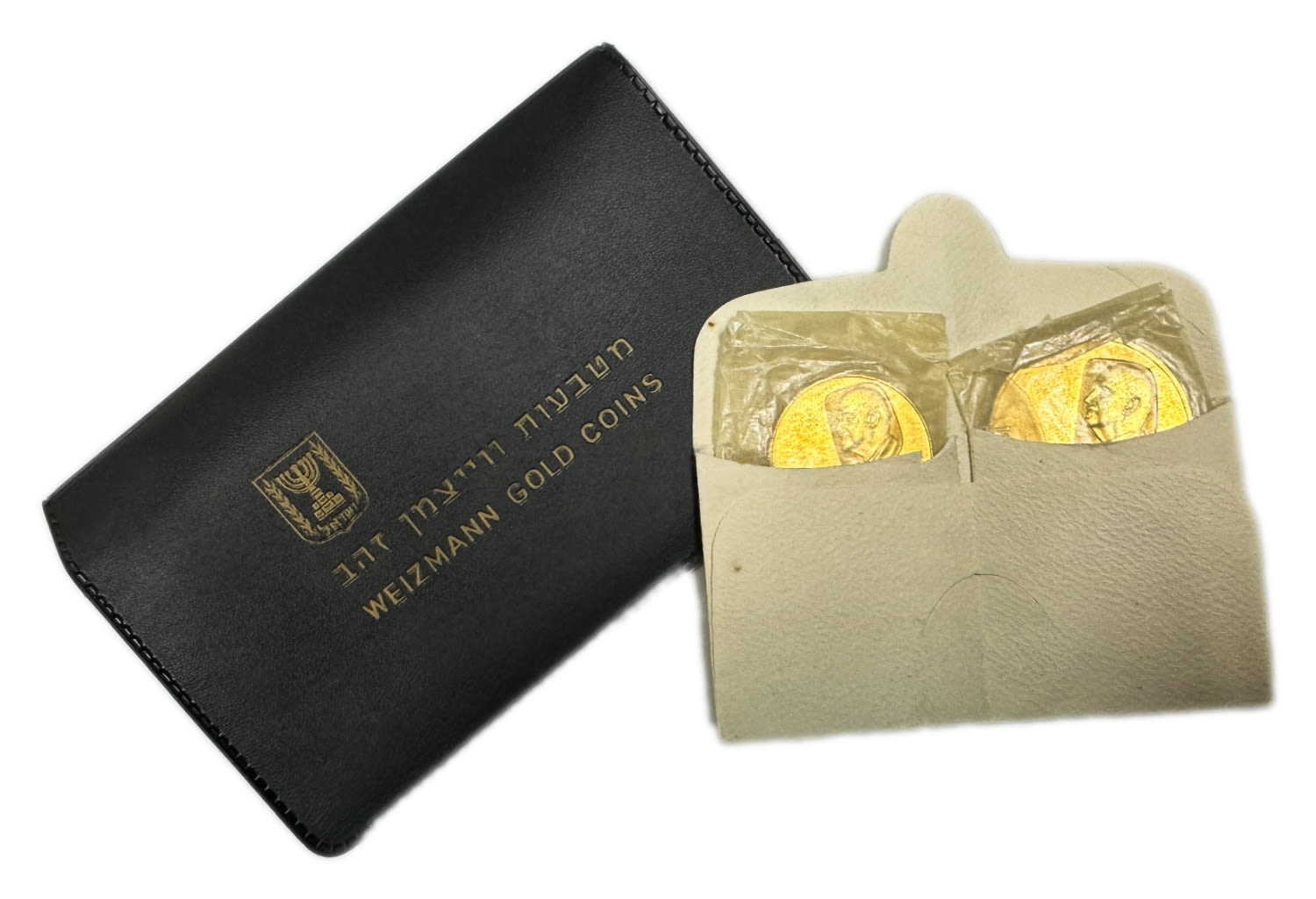 Israel - pair of gold coins, 50, 100 lira 1963 decoration - Haim Weizmann - gold 916, 40.02 g (total)