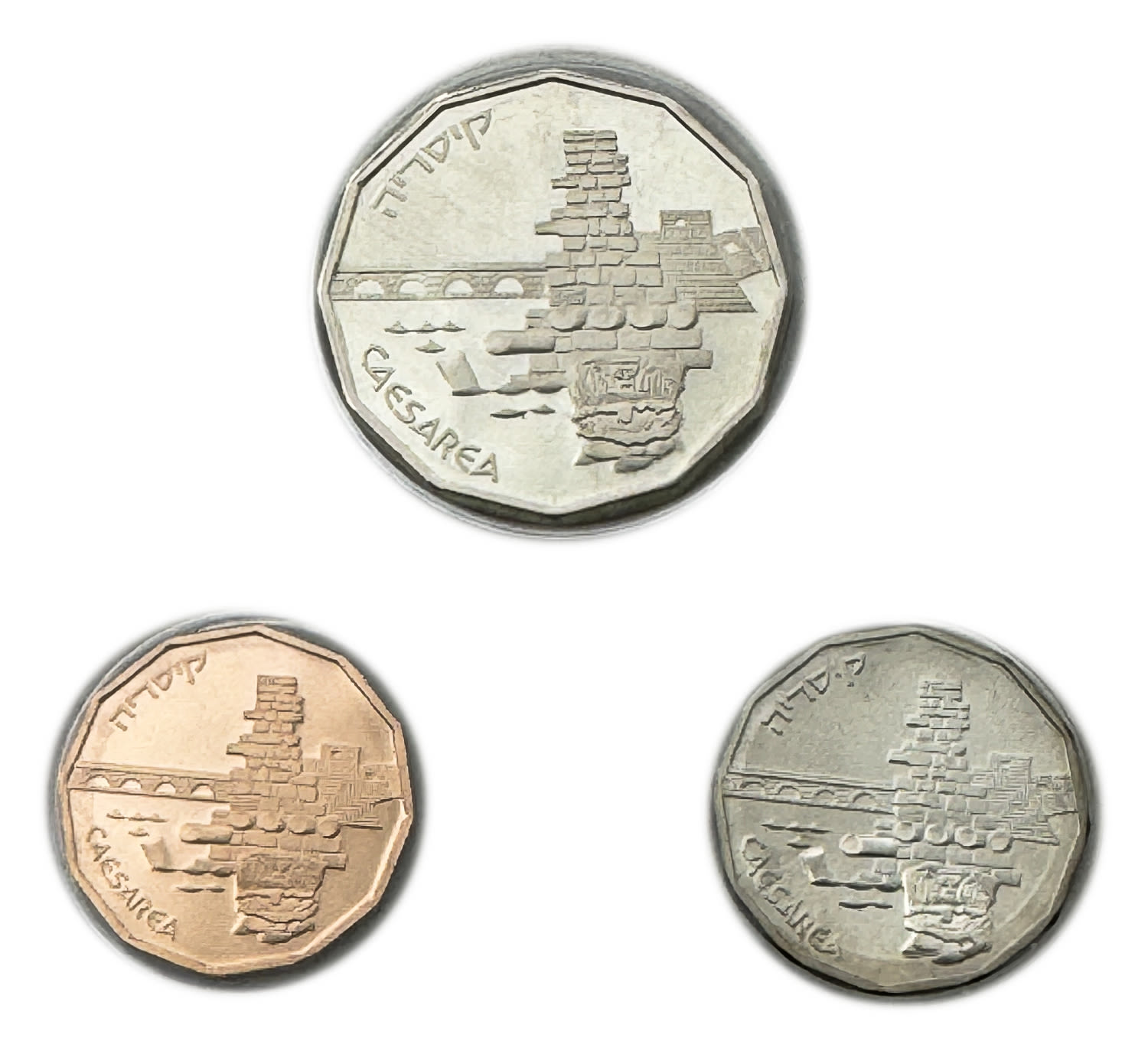 Israel - 2 silver coins, 1 gold - 1/2, 1, 5 shekels 1995 - gold 900, 8.63g, silver 925, 21.6g (total) - 1 1