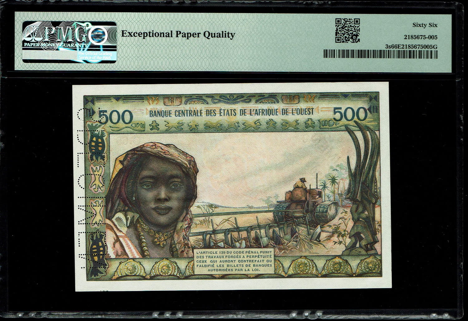 West Africa (African) States - 500 Francs 1959 - SPECIMEN - Without Code Letter - PMG 66 EPQ
Only one ... - 1 1
