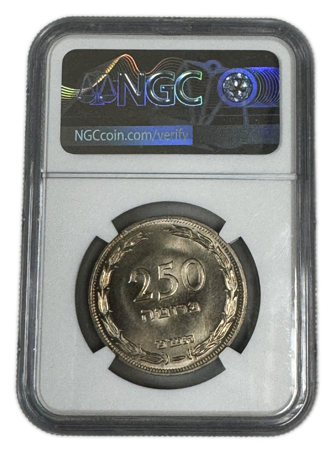 Israel – 250 Pruta 1949 Coin – Without Preal – NGC MS 67 - 1 2