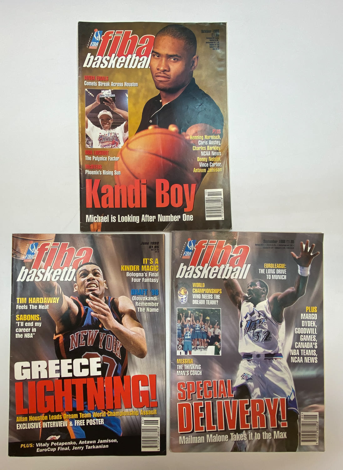 מגזין - מקבץ 3 מגזינים של חברת Fiba Basketball בנושא כדורסל, ליגת ה- NBA - בתאריכים 06/98, 09/98 ... - 1 0
