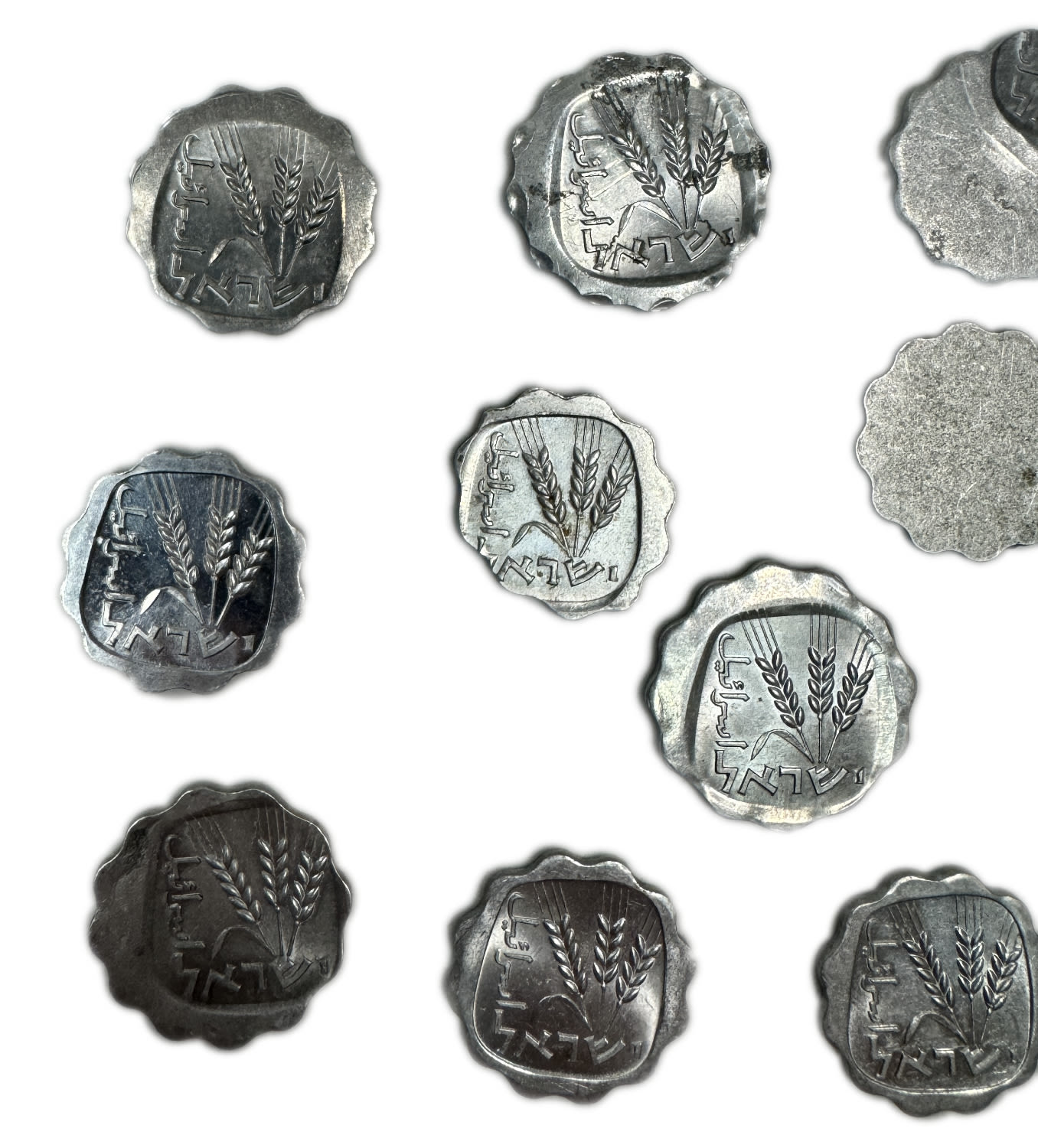 Israel – Lot of 17 coins of 1 Agora from different year – Minting Error, Variety of conditions - 1 7