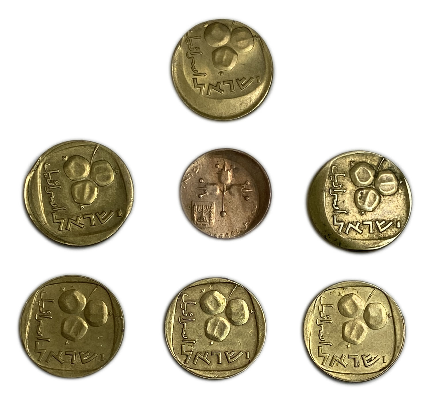 Israel - Lot of 7 coins with minting errors of 5 and 10 Agorot, different years and conditions - 1 1
