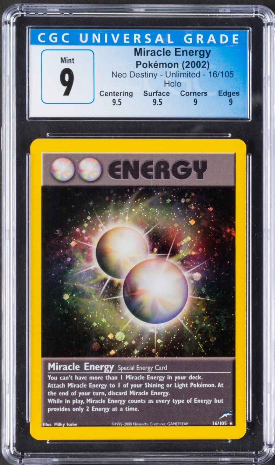 קלפי איסוף - פוקימון - Pokemon, Miracle Energy, 2002, Neo Destiny, Holo - מדורג CGC 9
... - 1 0