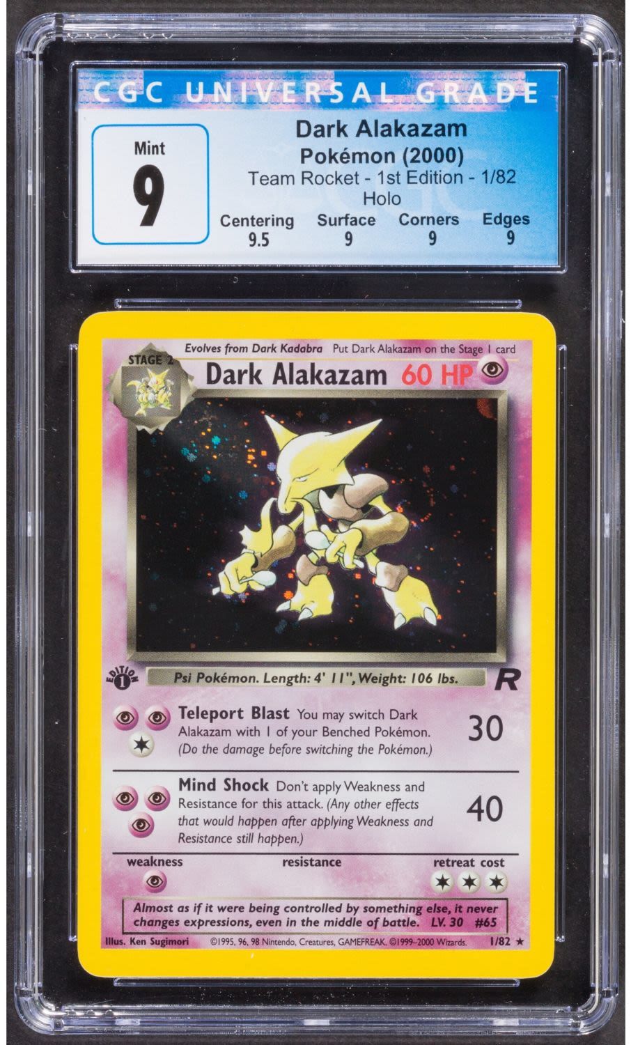 קלפי איסוף - פוקימון - Pokemon, Dark Alakazam, 2000, Team Rocket, 1 st' Edition, Holo - מדורג CGC ... - 1 0