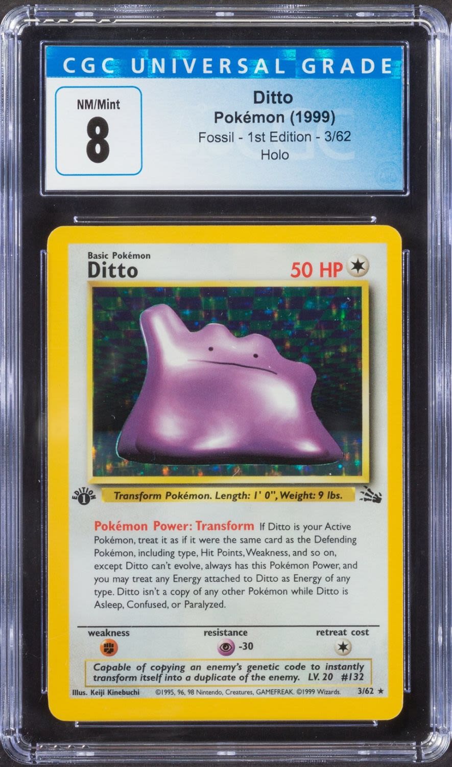 קלפי איסוף - פוקימון - Pokemon, Ditto, Fossil , 1999, 1st Edition, Holo - מדורג CGC 8
... - 1 0