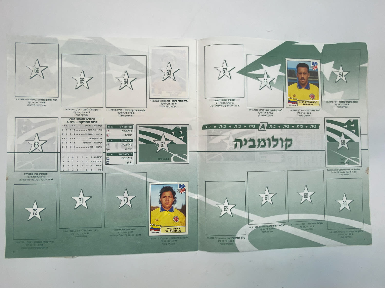 אלבומי מדבקות - אלבום מדבקות מונדיאל 1994 אשר חל בארה"ב, אליפות עולם בכדורגל 94', עברית, ריק ברובו - 1 23