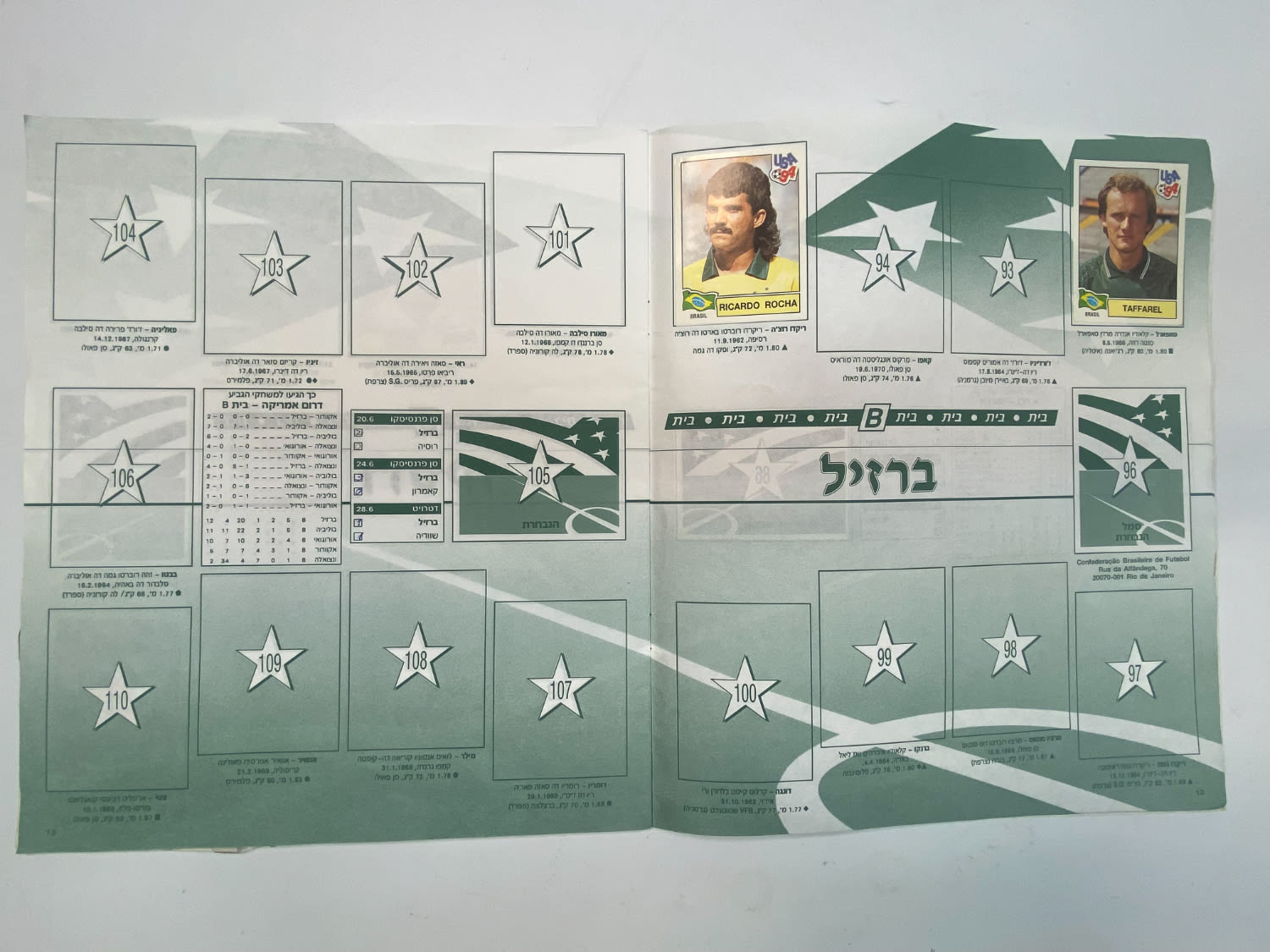 אלבומי מדבקות - אלבום מדבקות מונדיאל 1994 אשר חל בארה"ב, אליפות עולם בכדורגל 94', עברית, ריק ברובו - 1 25