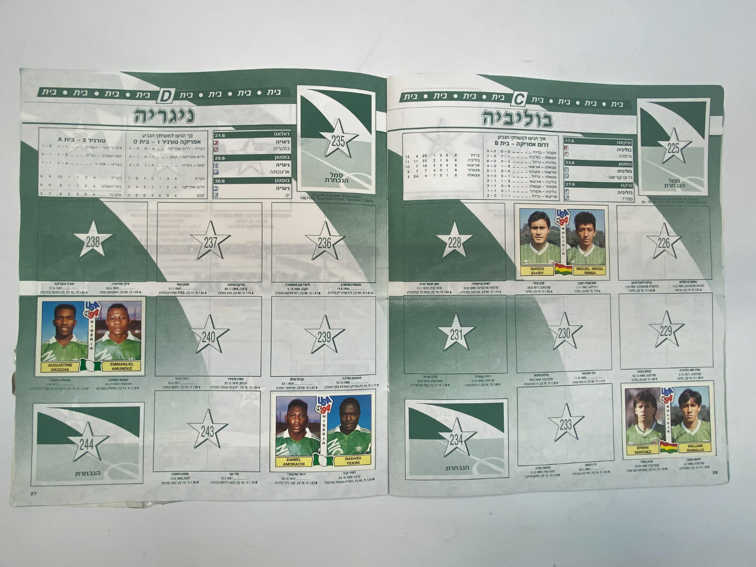 אלבומי מדבקות - אלבום מדבקות מונדיאל 1994 אשר חל בארה"ב, אליפות עולם בכדורגל 94', עברית, ריק ברובו - 1 6