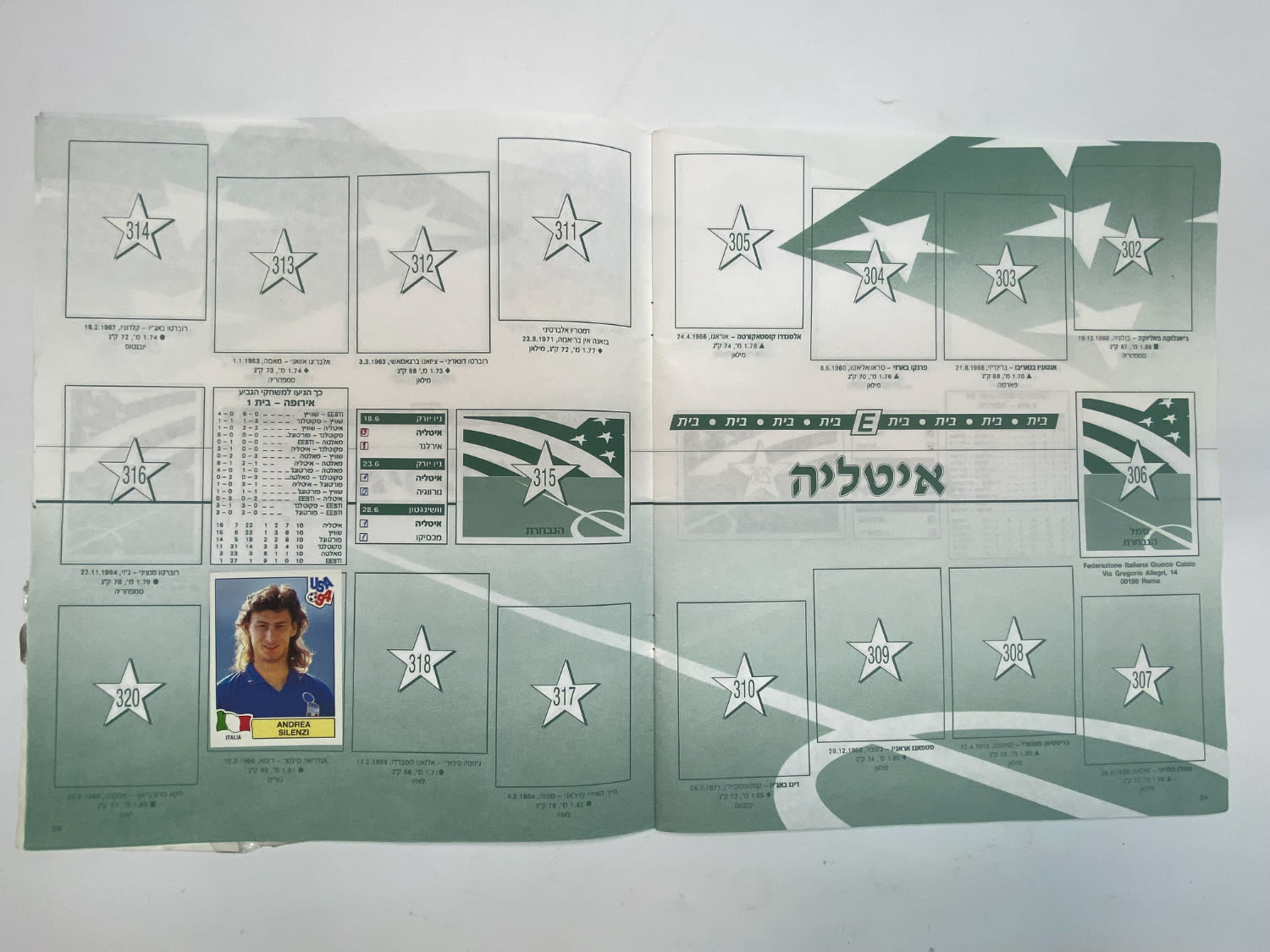 אלבומי מדבקות - אלבום מדבקות מונדיאל 1994 אשר חל בארה"ב, אליפות עולם בכדורגל 94', עברית, ריק ברובו - 1 10