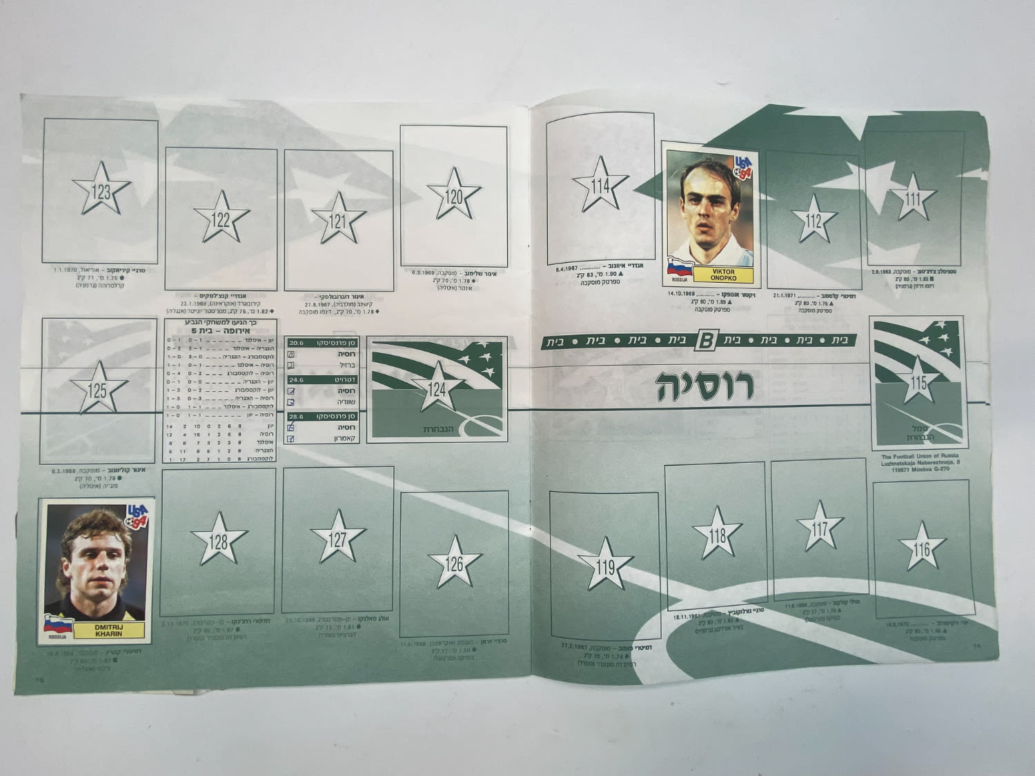 אלבומי מדבקות - אלבום מדבקות מונדיאל 1994 אשר חל בארה"ב, אליפות עולם בכדורגל 94', עברית, ריק ברובו - 1 26