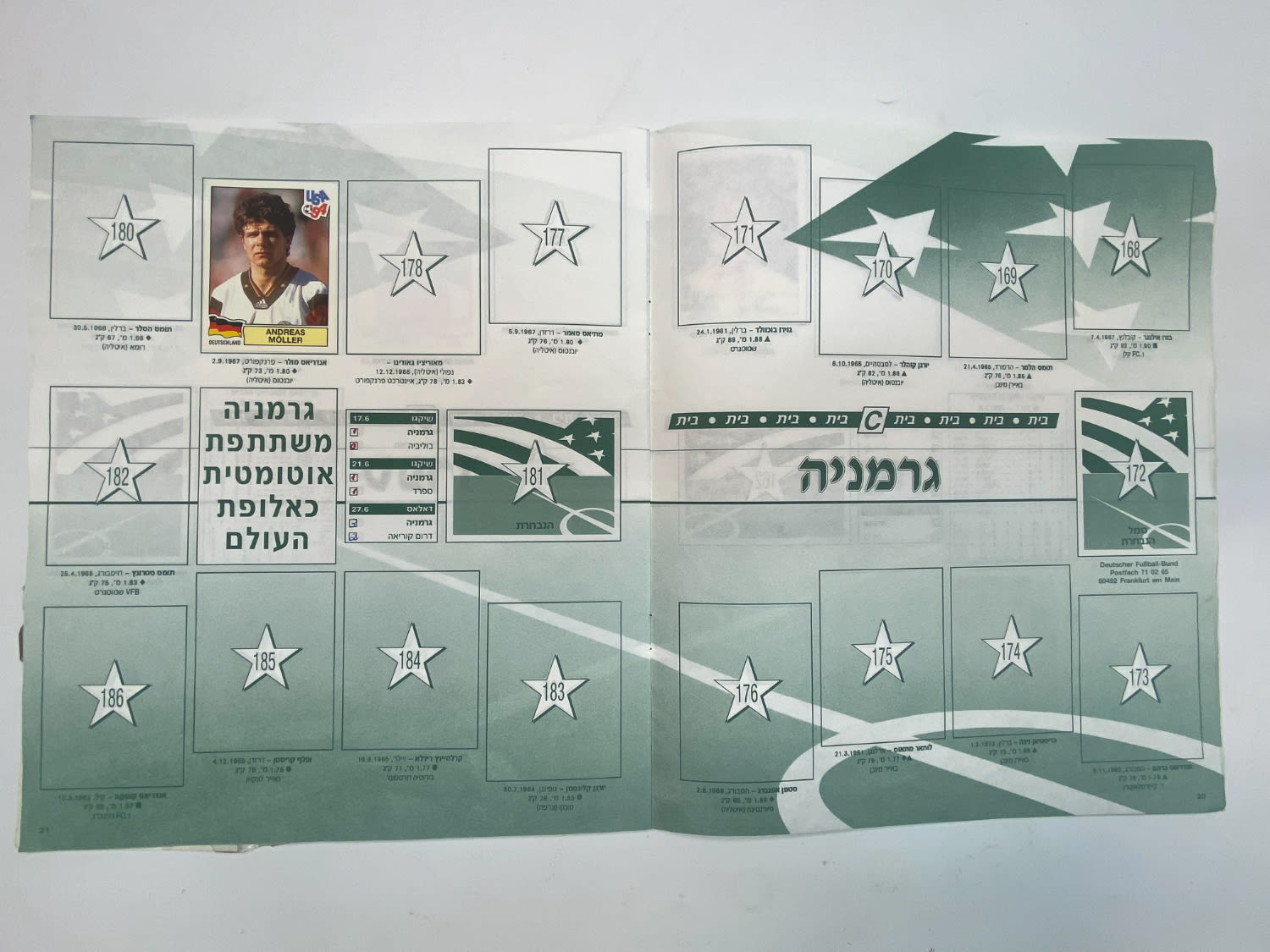 אלבומי מדבקות - אלבום מדבקות מונדיאל 1994 אשר חל בארה"ב, אליפות עולם בכדורגל 94', עברית, ריק ברובו - 1 3