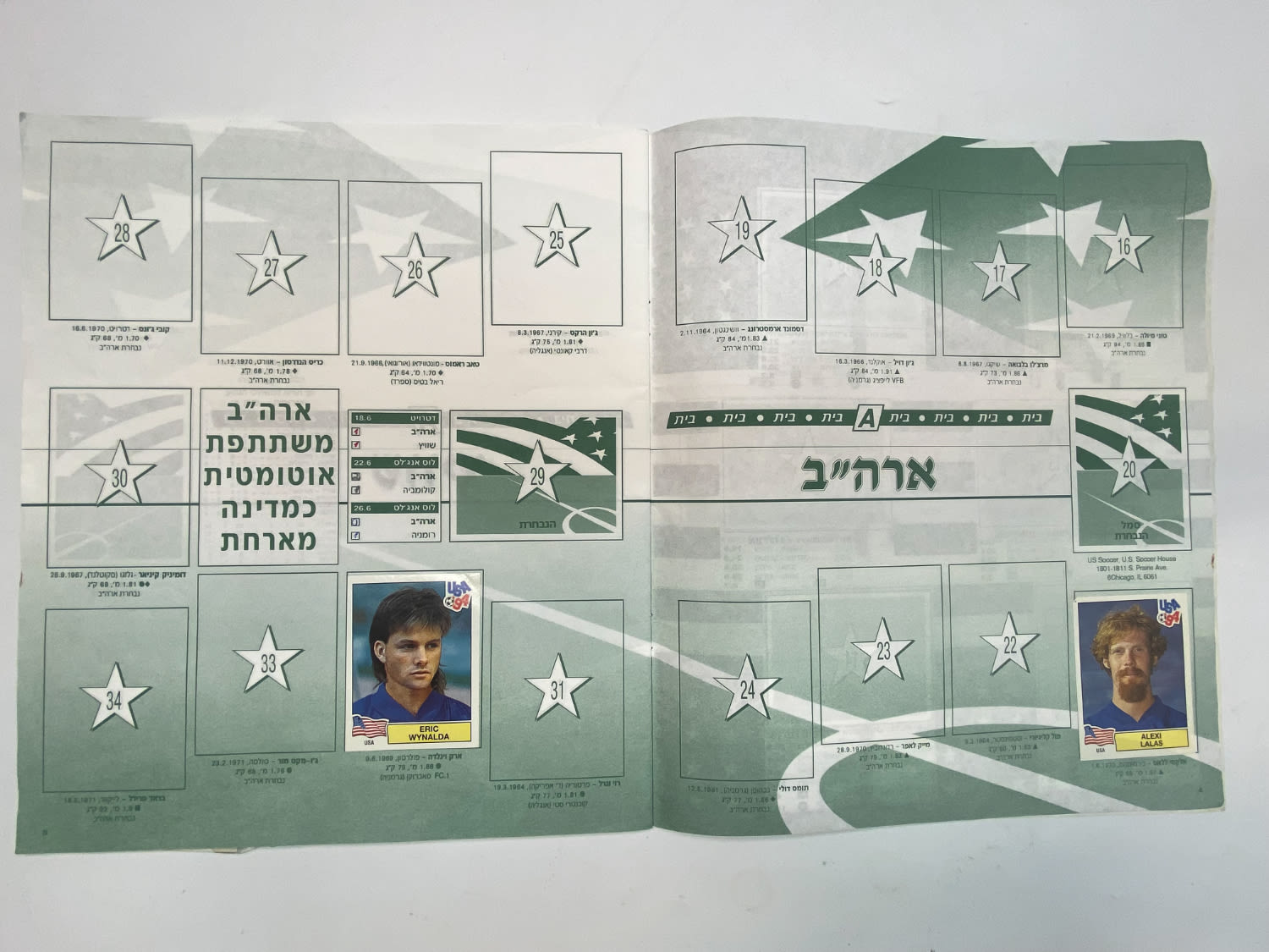 אלבומי מדבקות - אלבום מדבקות מונדיאל 1994 אשר חל בארה"ב, אליפות עולם בכדורגל 94', עברית, ריק ברובו - 1 21