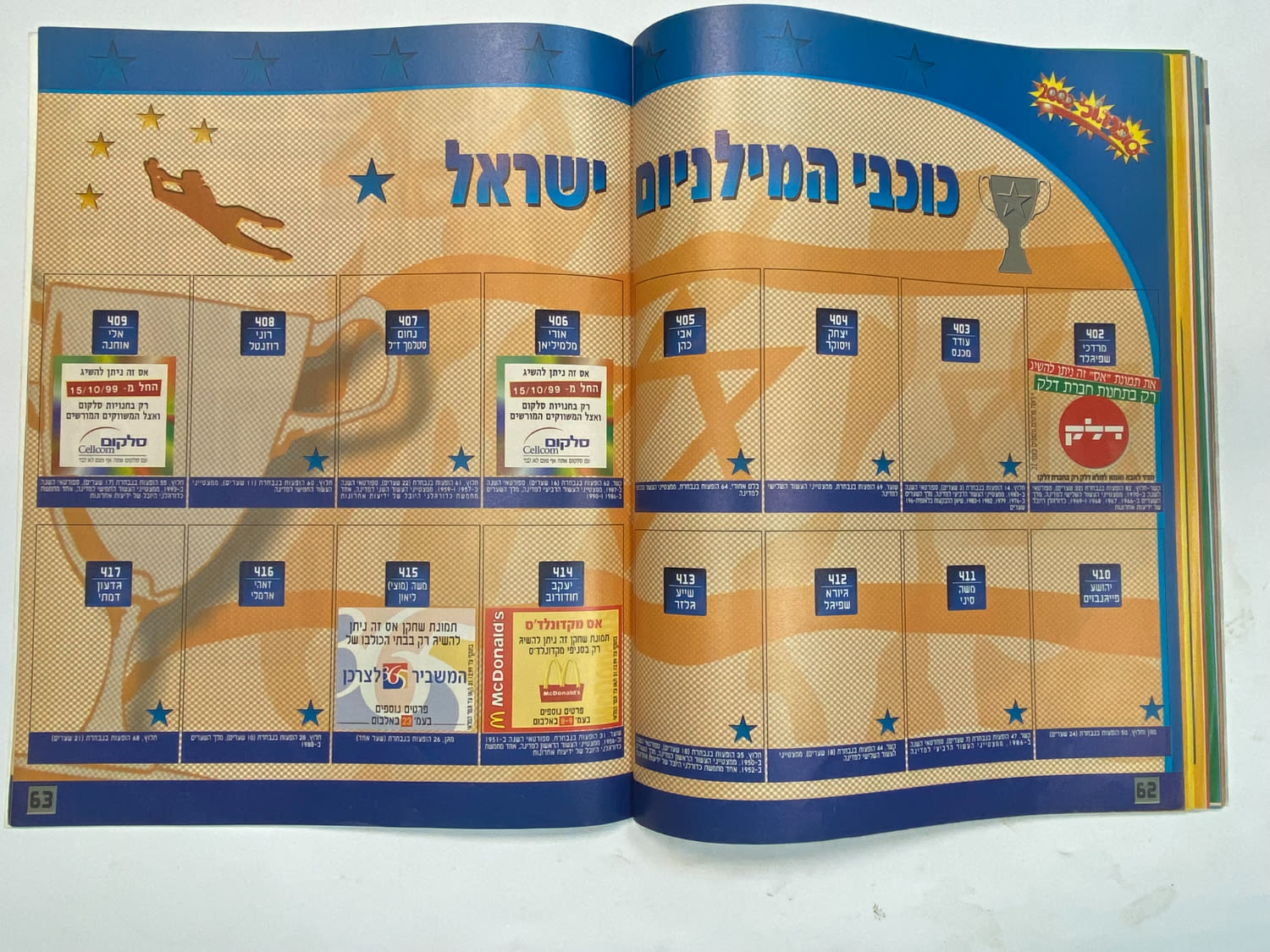 אלבומי מדבקות - אלבום סופרגול 2000, אלבום המילניום - כמעט ריק
סוּפרגוֹל הוא שמו של אלבום איסוף מדבקות ... - 1 25