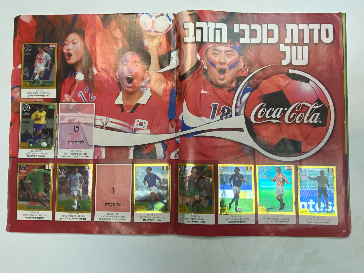 אלבומי מדבקות - אלבום סופרגול מונדיאל 2002 - קוריאה יפן - כ-120 חוסרים מתוך 639 מדבקות
כתוב ... - 1 19