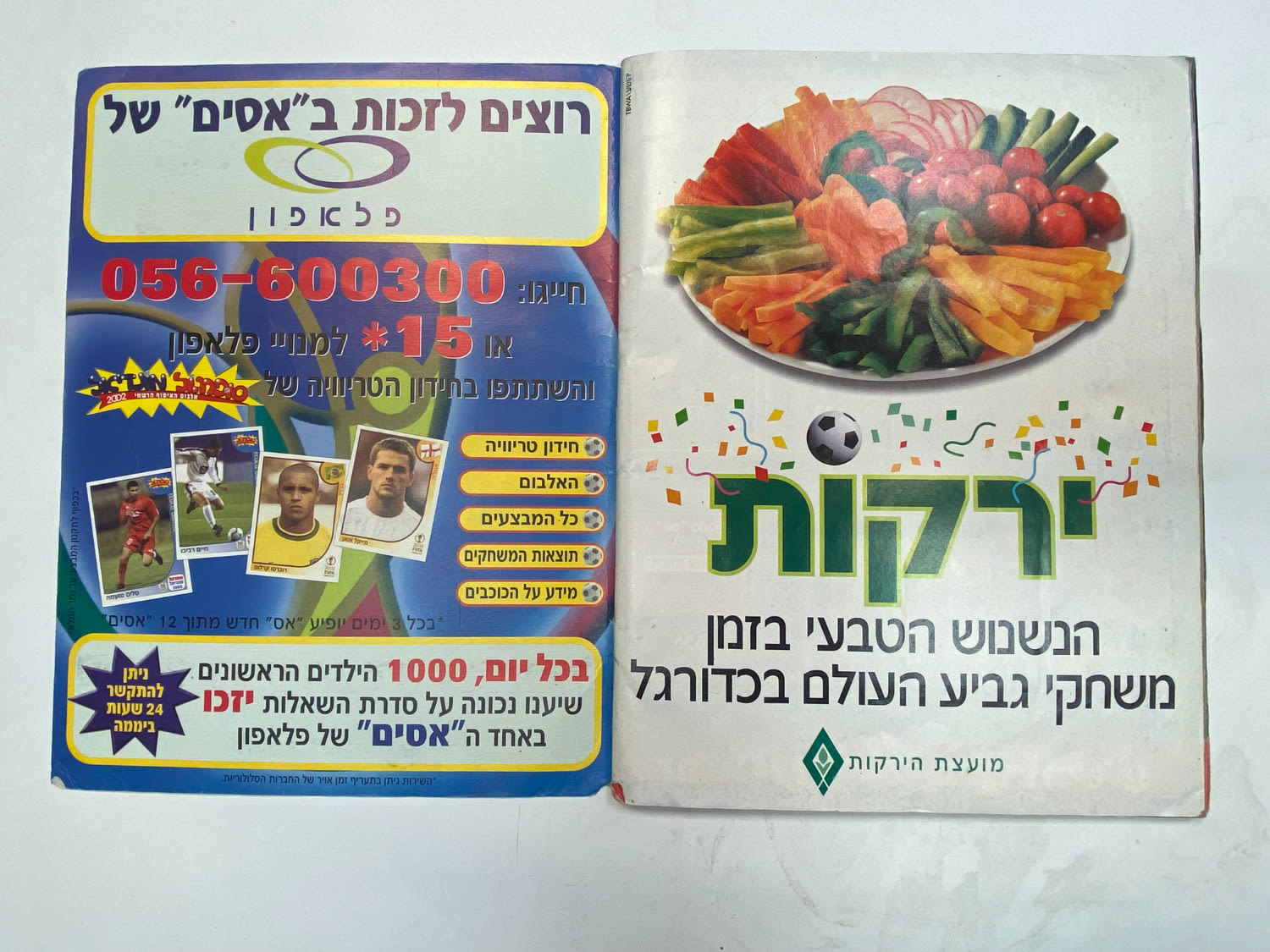 אלבומי מדבקות - אלבום סופרגול מונדיאל 2002 - קוריאה יפן - כ-120 חוסרים מתוך 639 מדבקות
כתוב ... - 1 46