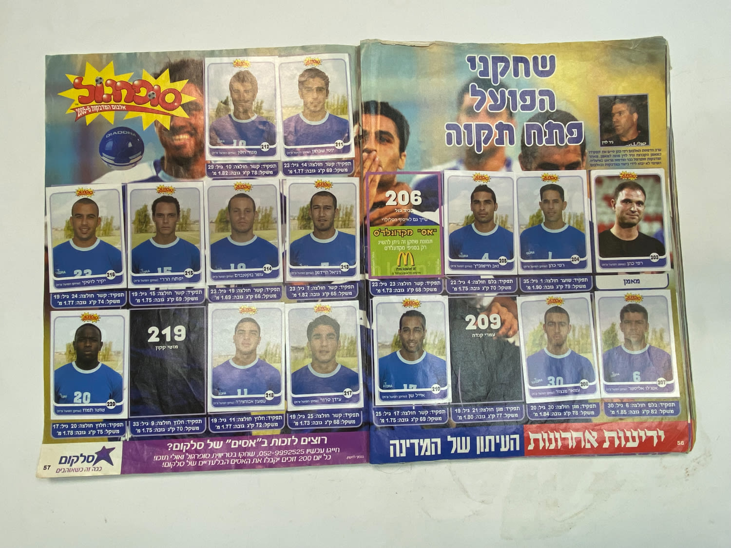אלבומי מדבקות - אלבום סופרגול 2005-2006, מלא חלקית
סוּפרגוֹל הוא שמו של אלבום איסוף מדבקות מאת חברת ... - 1 19
