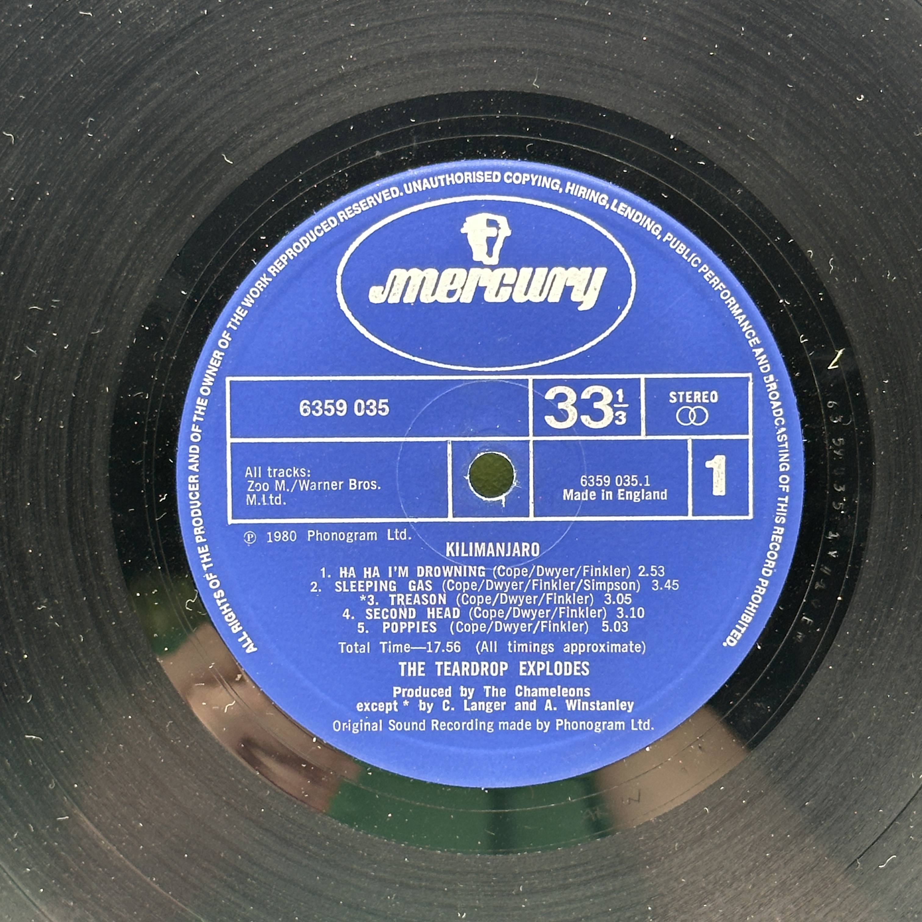 A 12 inch vinyl album by The Teardrop Explodes- Kilimanjaro 1980, cover has some age wear at the edges, vinyl is in ... - 1 3
