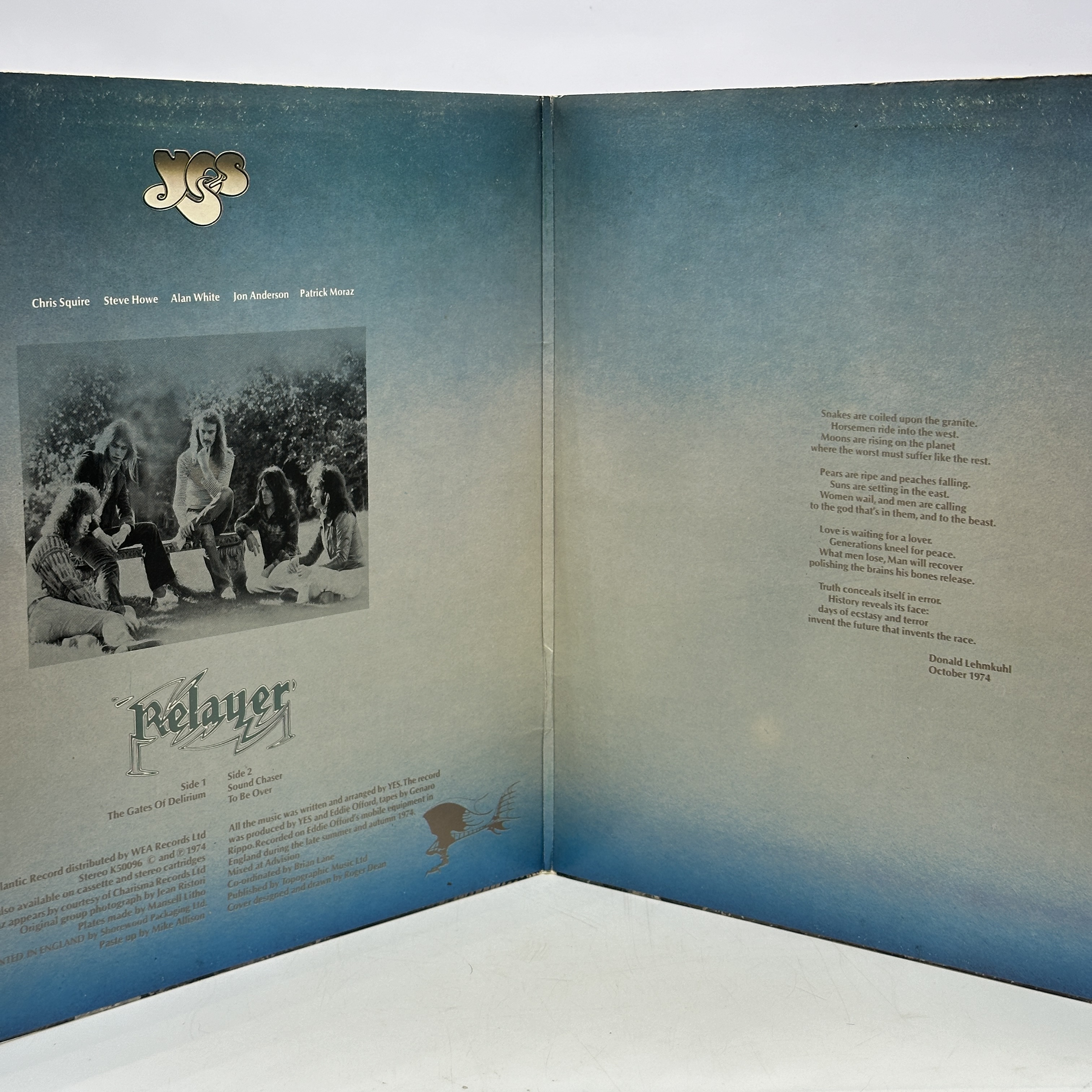 A 12 inch vinyl album by Yes - Relayer, in good condition, no scratches - 1 1