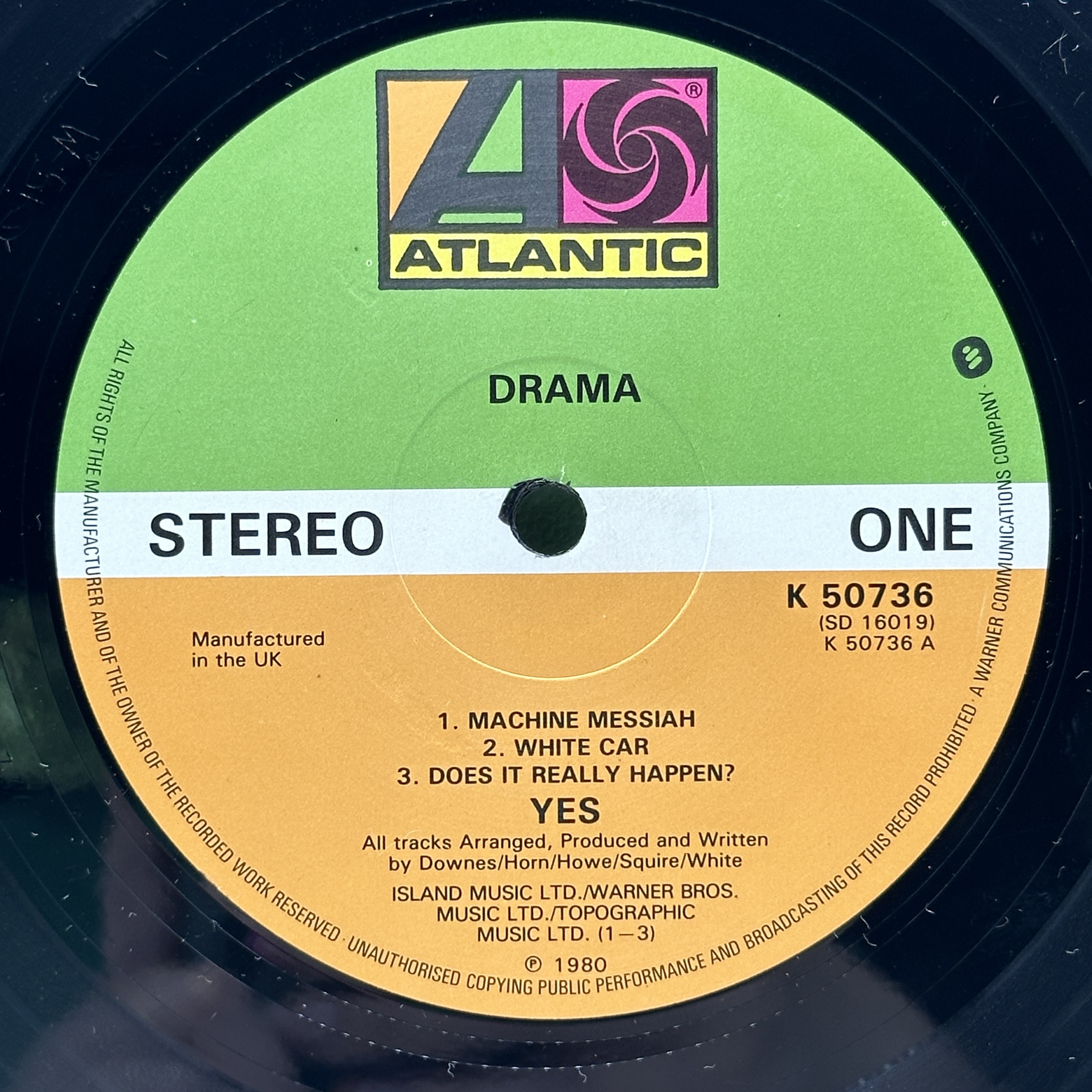 A 12 inch vinyl album by Yes - Drama, in good condition, no scratches, lyric pull out in near new condition - 1 3