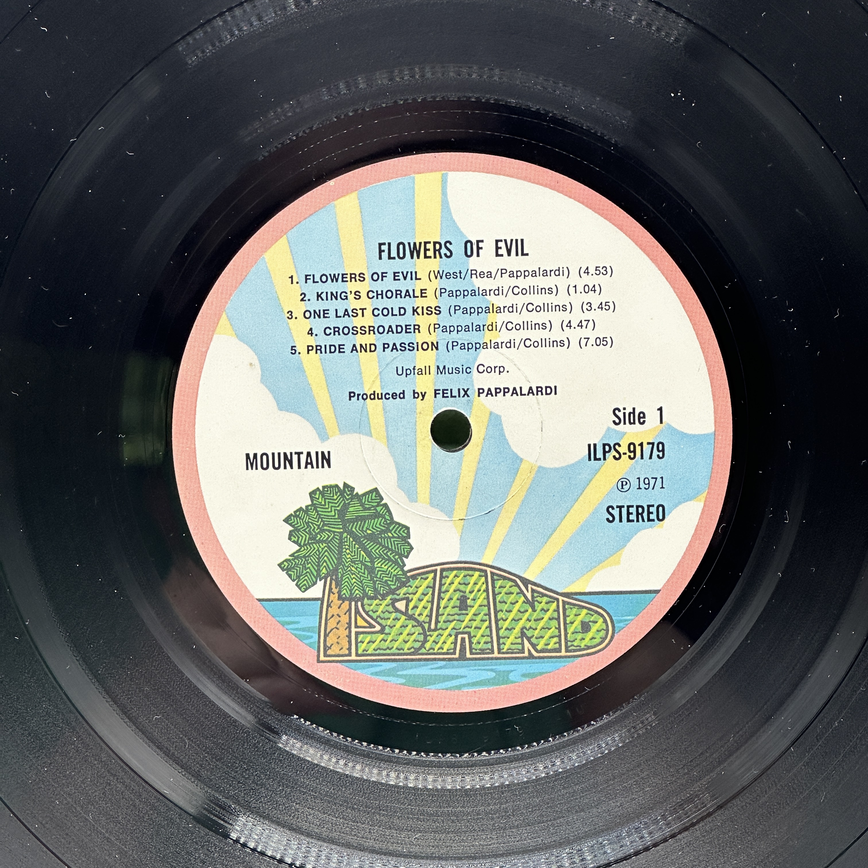 A 12 inch vinyl album by Mountain - Flowers of Evil, cover has some age scuff marks on edges & corners, inner ... - 1 2