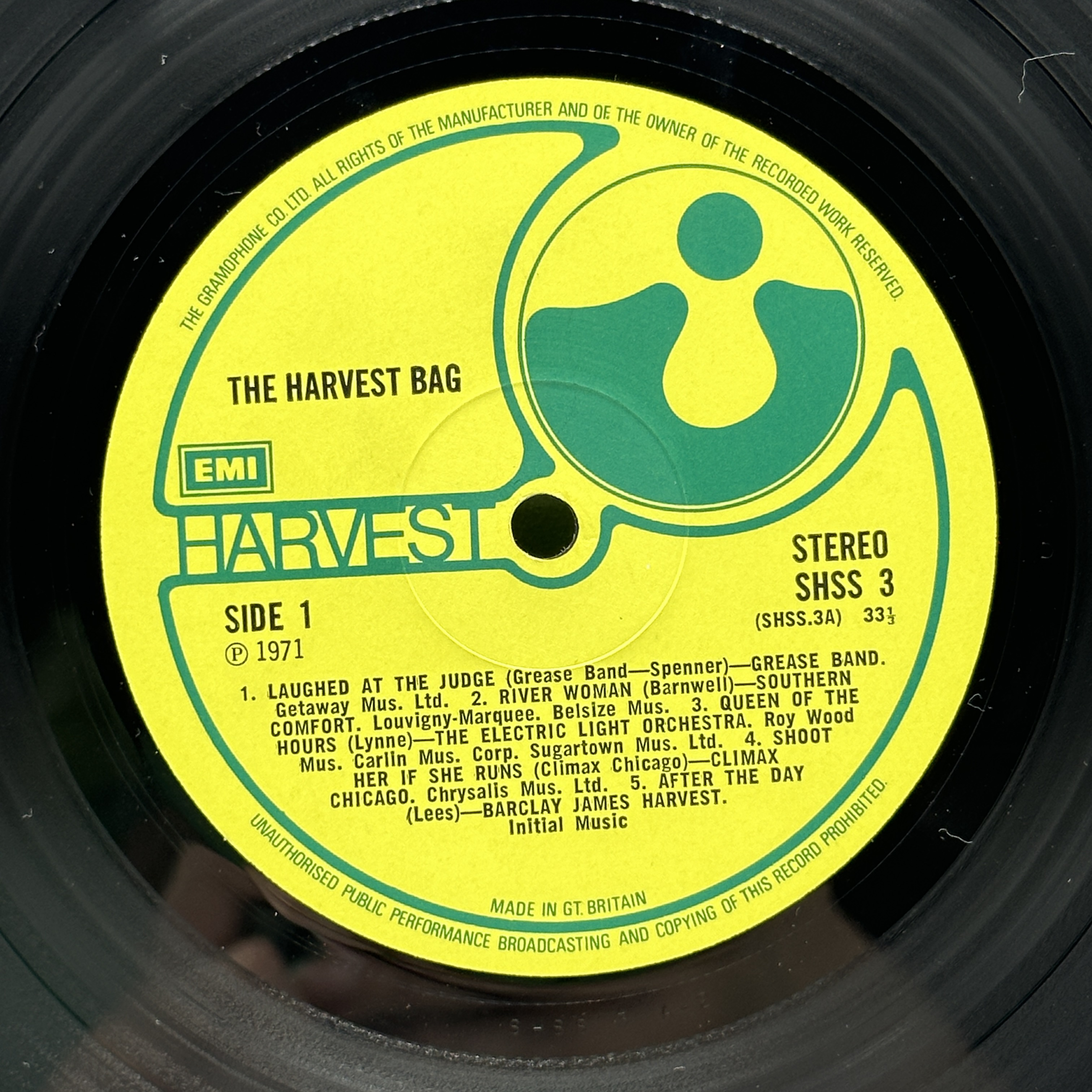 A 12 inch vinyl album by Harvest - The Harvest Bag, in good condition, no scratches, - 1 2