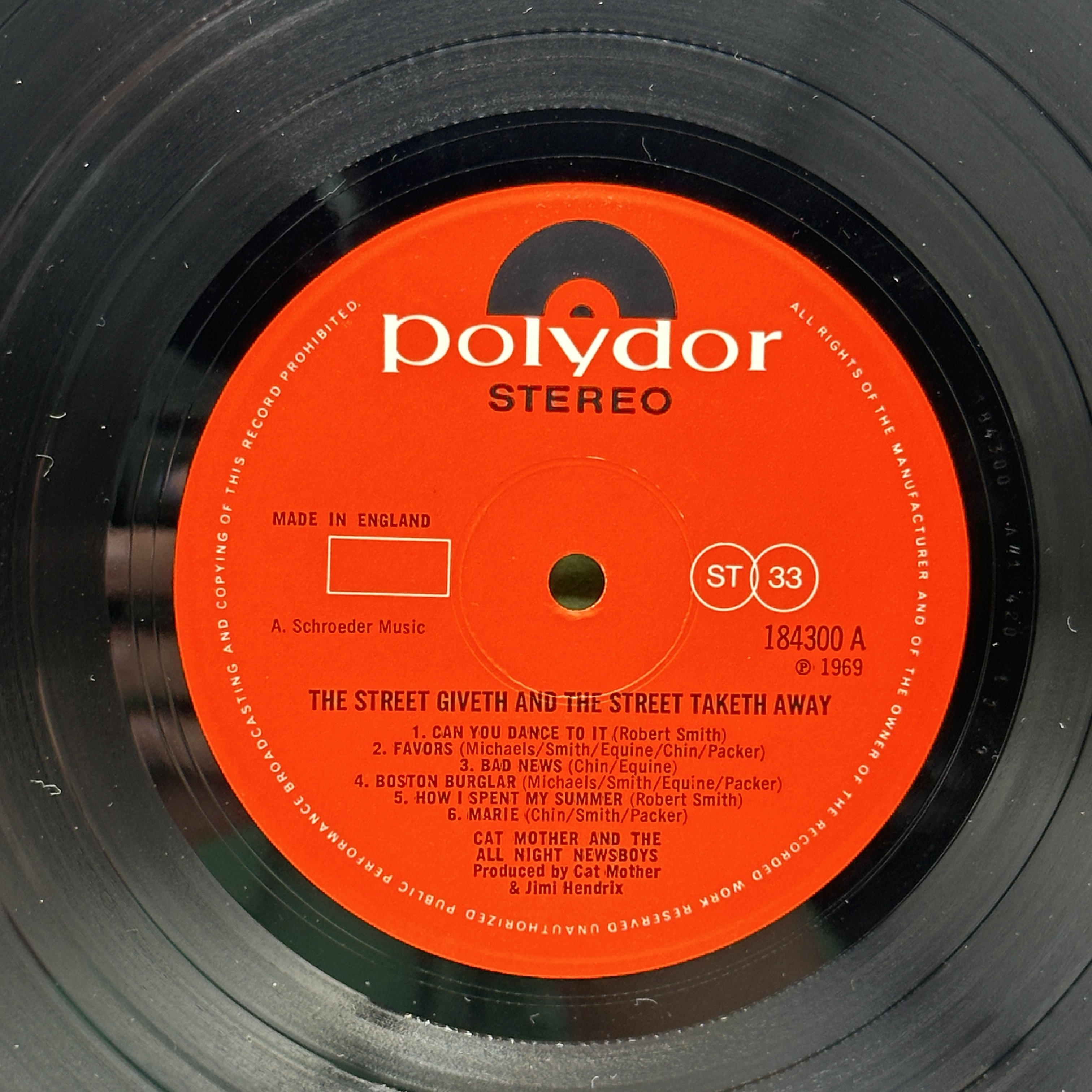 A 12 inch vinyl album by Cat Mother & the all Night Newboys - The Street Giveth & the Street Taketh, cover has a ... - 1 2