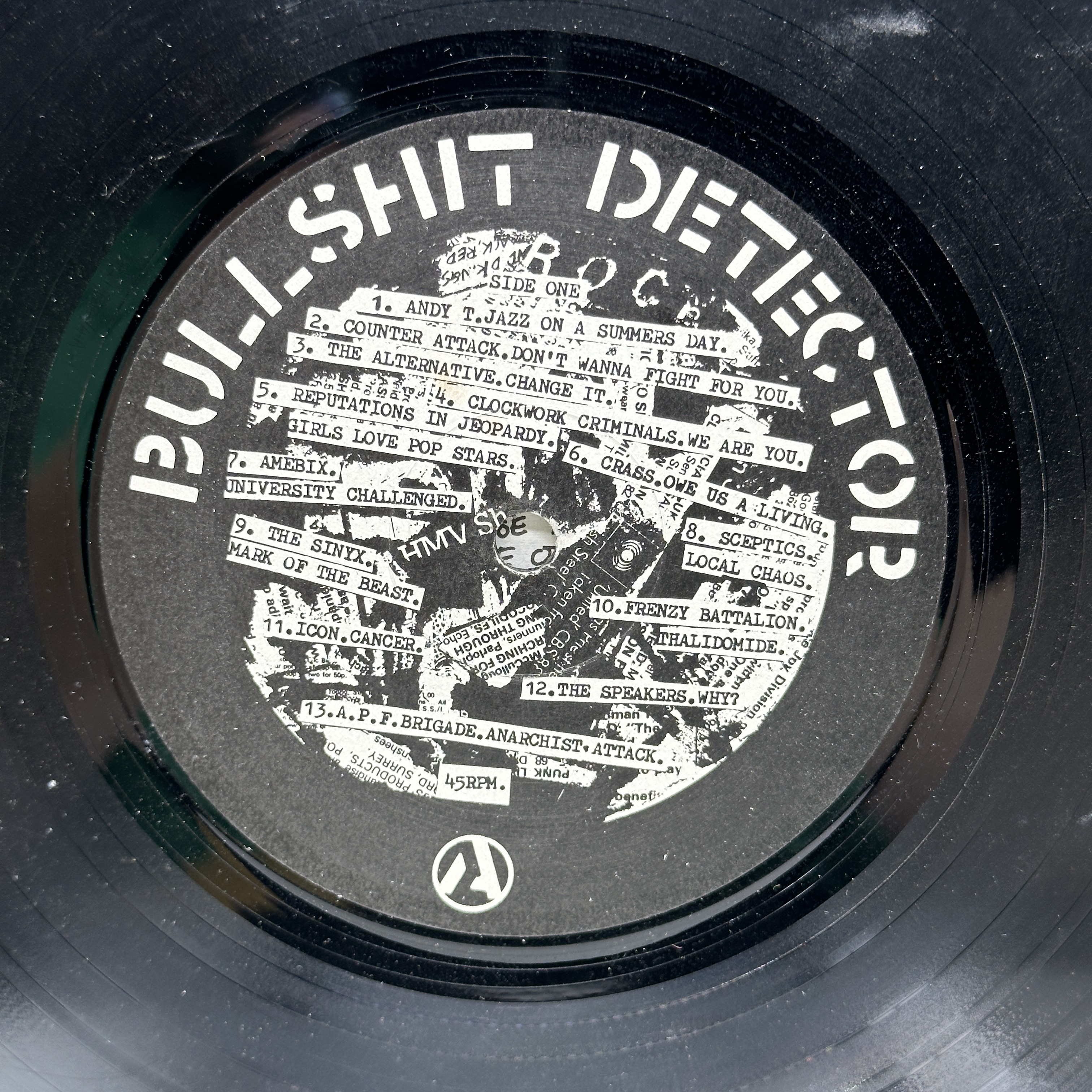 A 12 inch vinyl album by Crass - BullShit Detector, cover / pull out is in good condition but it has been pinned up ... - 1 3