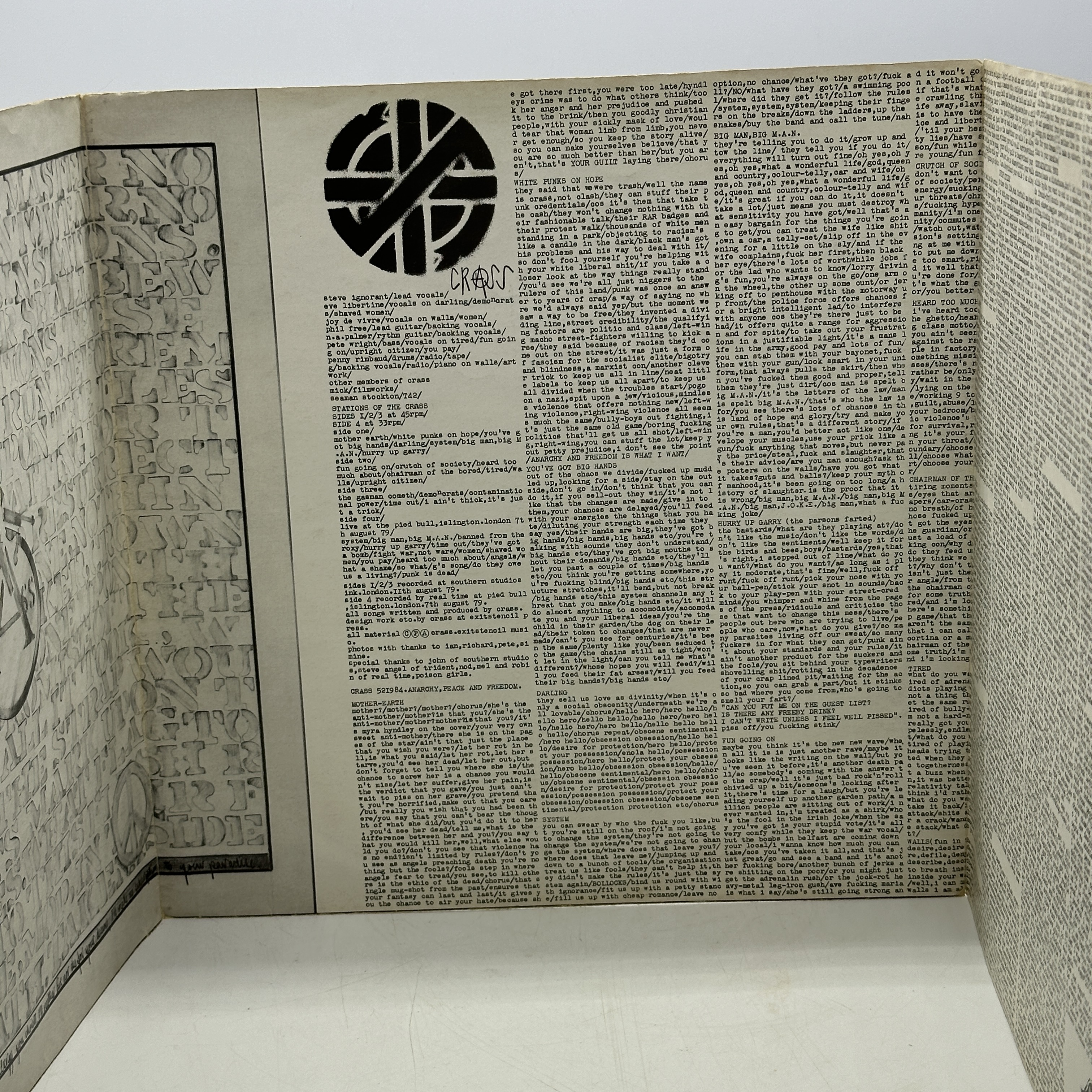 A double 12 inch vinyl by Crass - Stations of the Cross, cover / pull out is in good condition but it has been ... - 1 1
