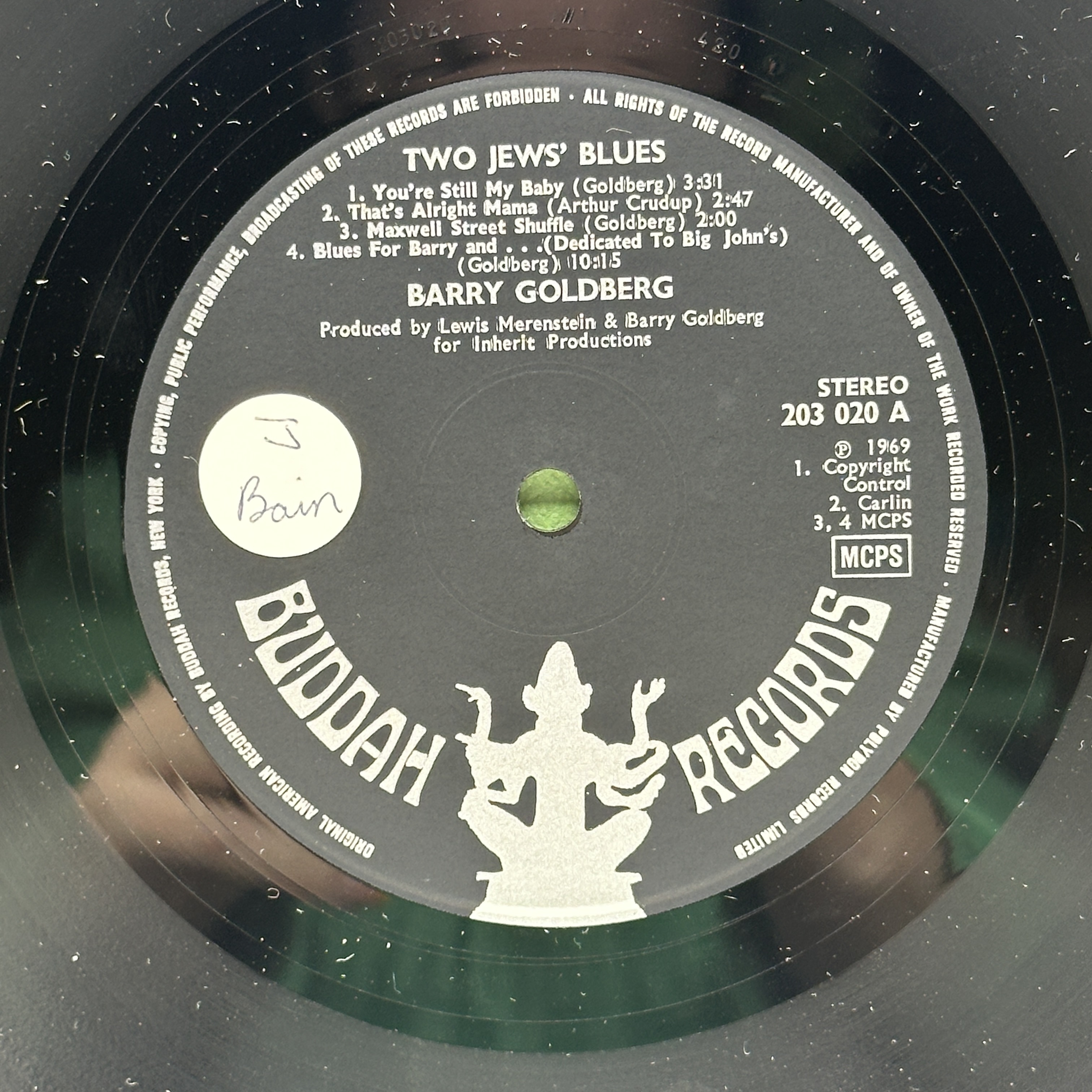 A 12 inch vinyl album by Barry Goldberg - 2 Jews Blues, cover has some age marks on the corners, vinyl is in good order - 1 2